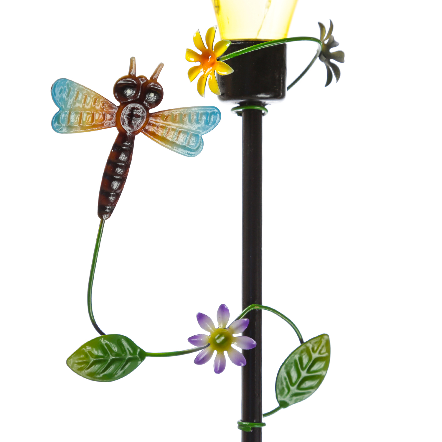 LED Solar Gartenstecker Glühbirne mit Libelle - 5 warmweiße LED - H: 84cm - Lichtsensor