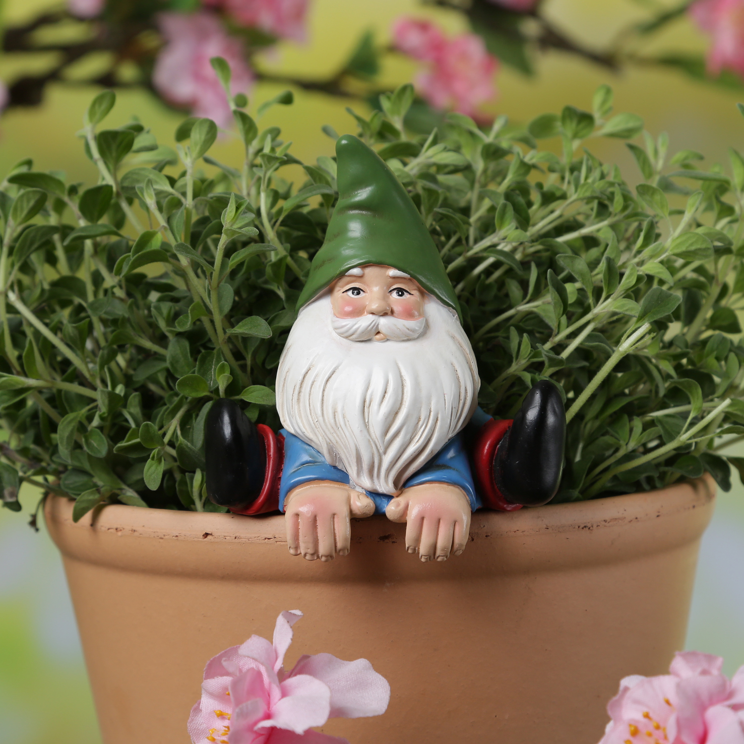 Blumentopfhänger Gartenzwerg - lustige Dekofigur als Topfhänger - Gartenfigur - Polyresin - H: 10cm