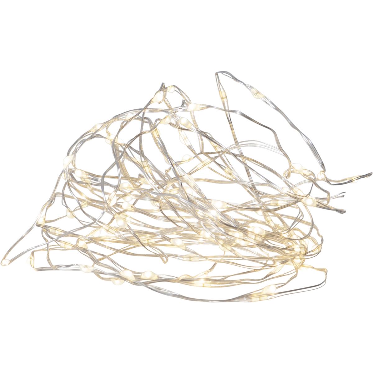LED Drahtlichterkette "Dew Drop" - 100 weiße LED - silberner Draht - 5m - inkl. Trafo