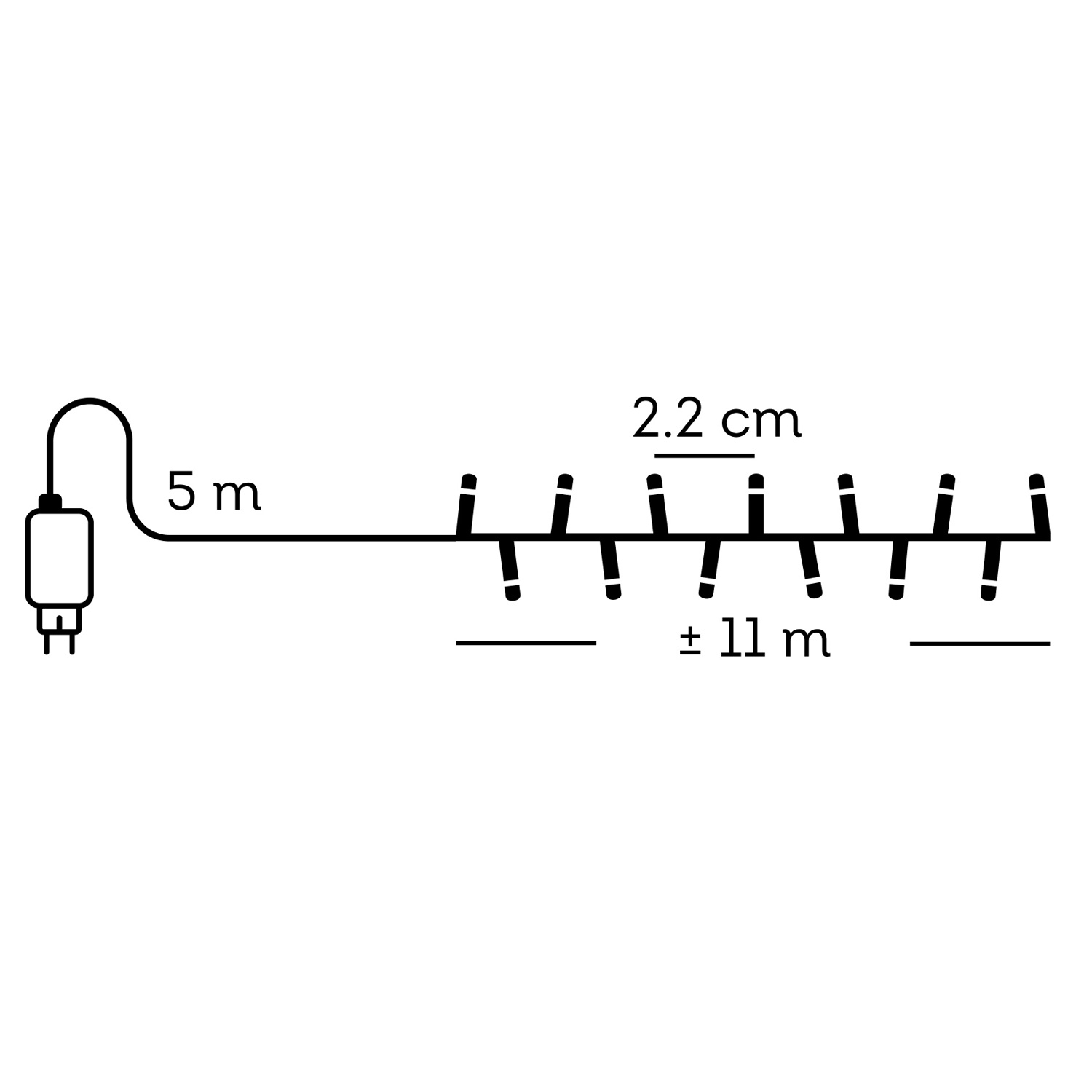LED Lichterkette - Weihnachtslichterkette - 500 bernstein LED - L: 11m - 8 Modi/ Timer - für Außen
