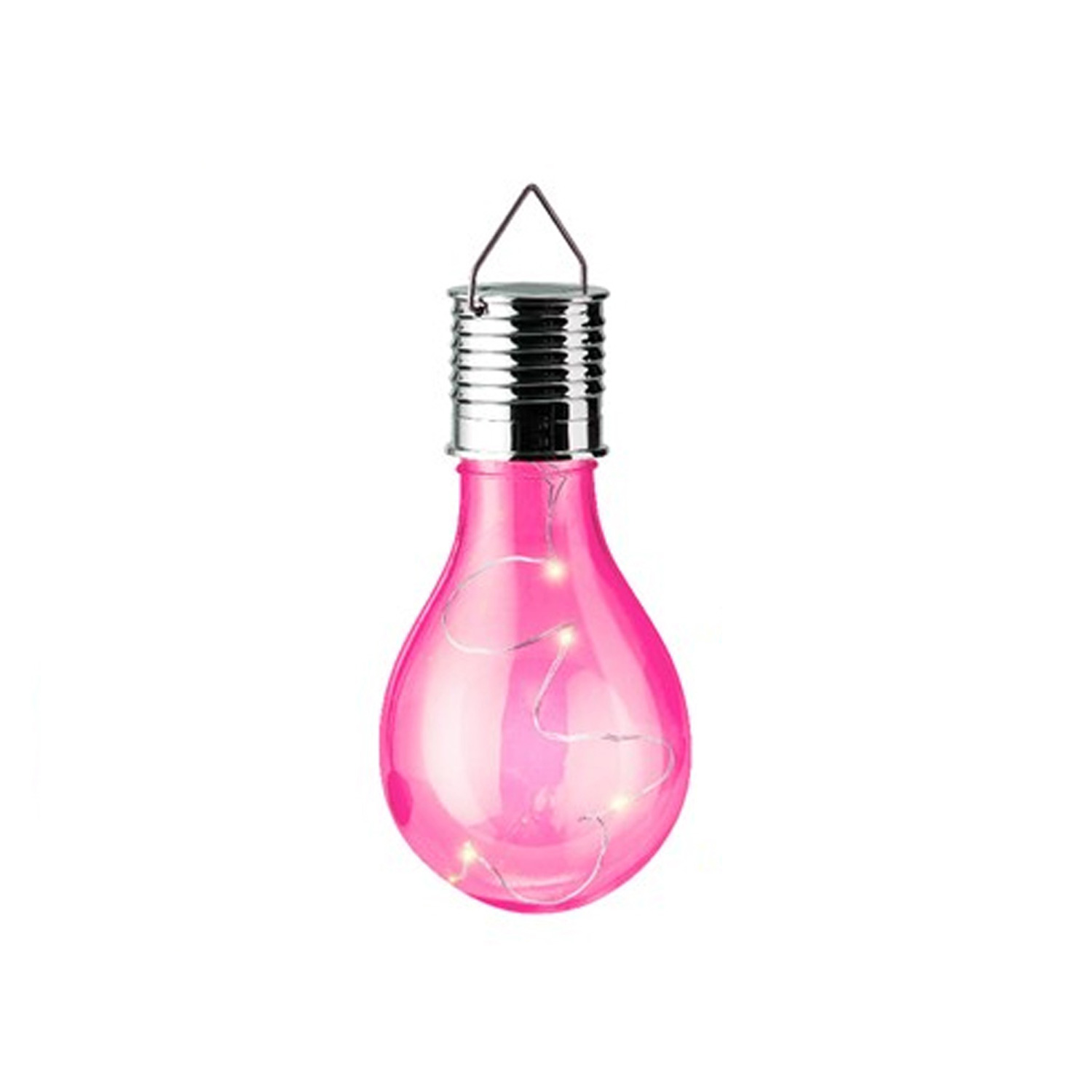 LED Solar Glühbirne GLOW - warmweiße LED Drahtlichterkette - H: 14cm - Lichtsensor - outdoor - rot