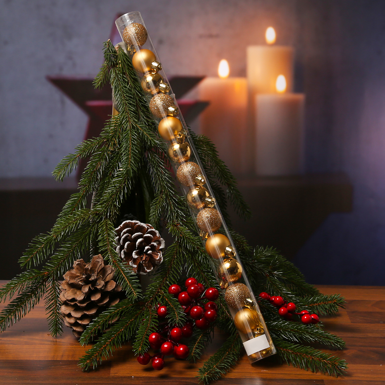Christbaumkugel - Weihnachtskugel - bruchfest - D: 3cm - glänzend matt glitzernd - gold - 14er Set