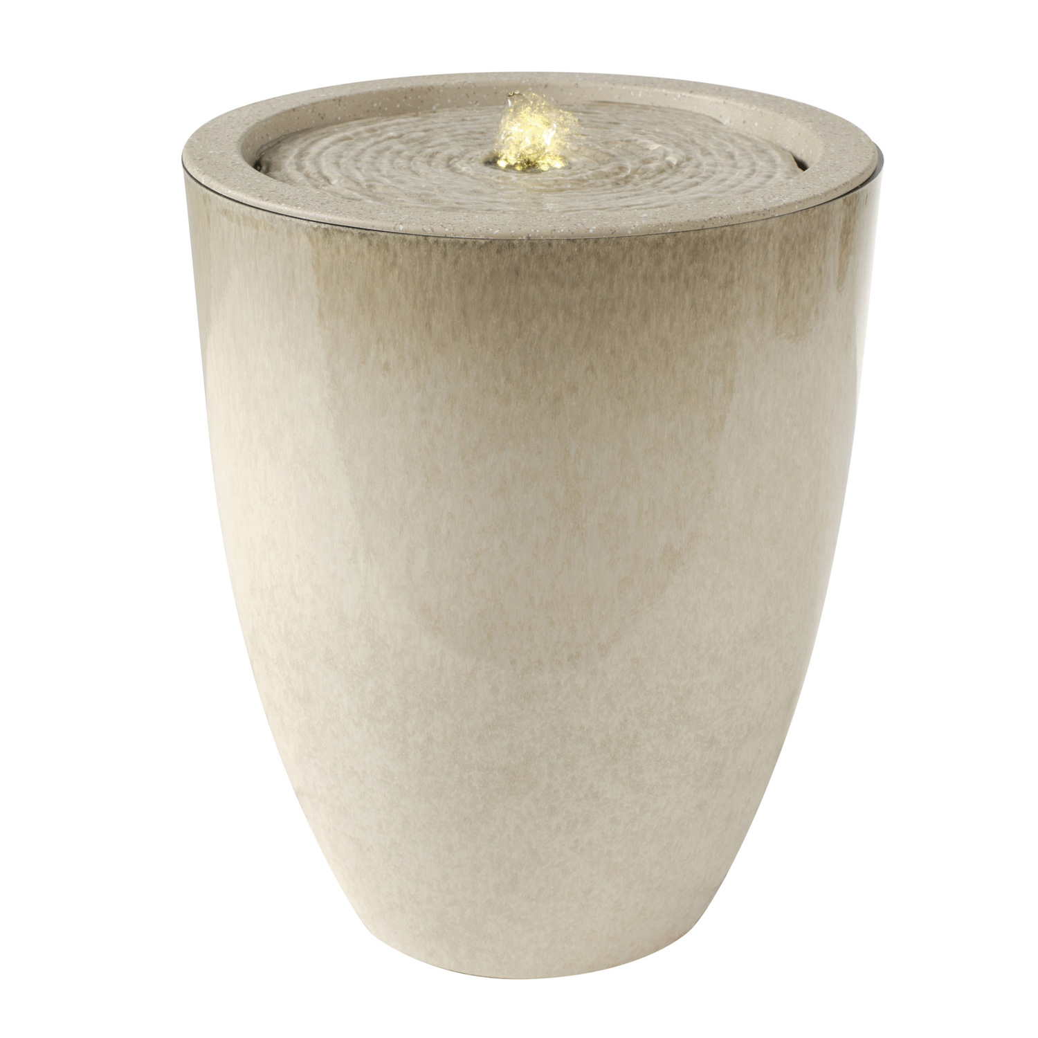 LED Gartenbrunnen - Springbrunnen in Keramikoptik - H: 35cm - mit Kreislaufpumpe - outdoor