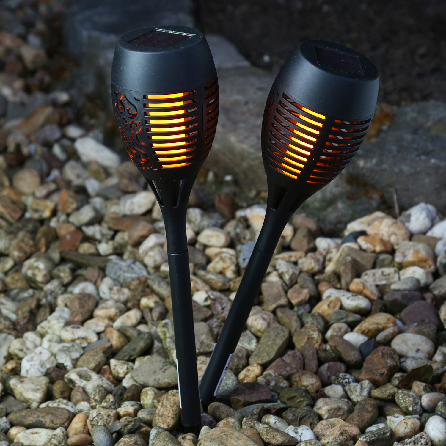 LED Solar Fackel FLAME - Gartenfackel - simulierter Flammeneffekt - H: 40cm - Lichtsensor - 1 Stück