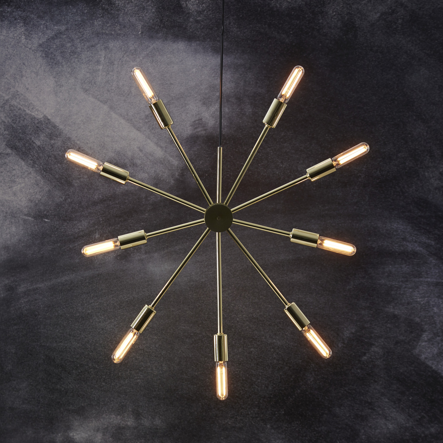 Hängeleuchte/Sternleuchte "PIX" - 9 Sockel - E14 Fassung - H: 56cm, L: 50cm - goldfarben