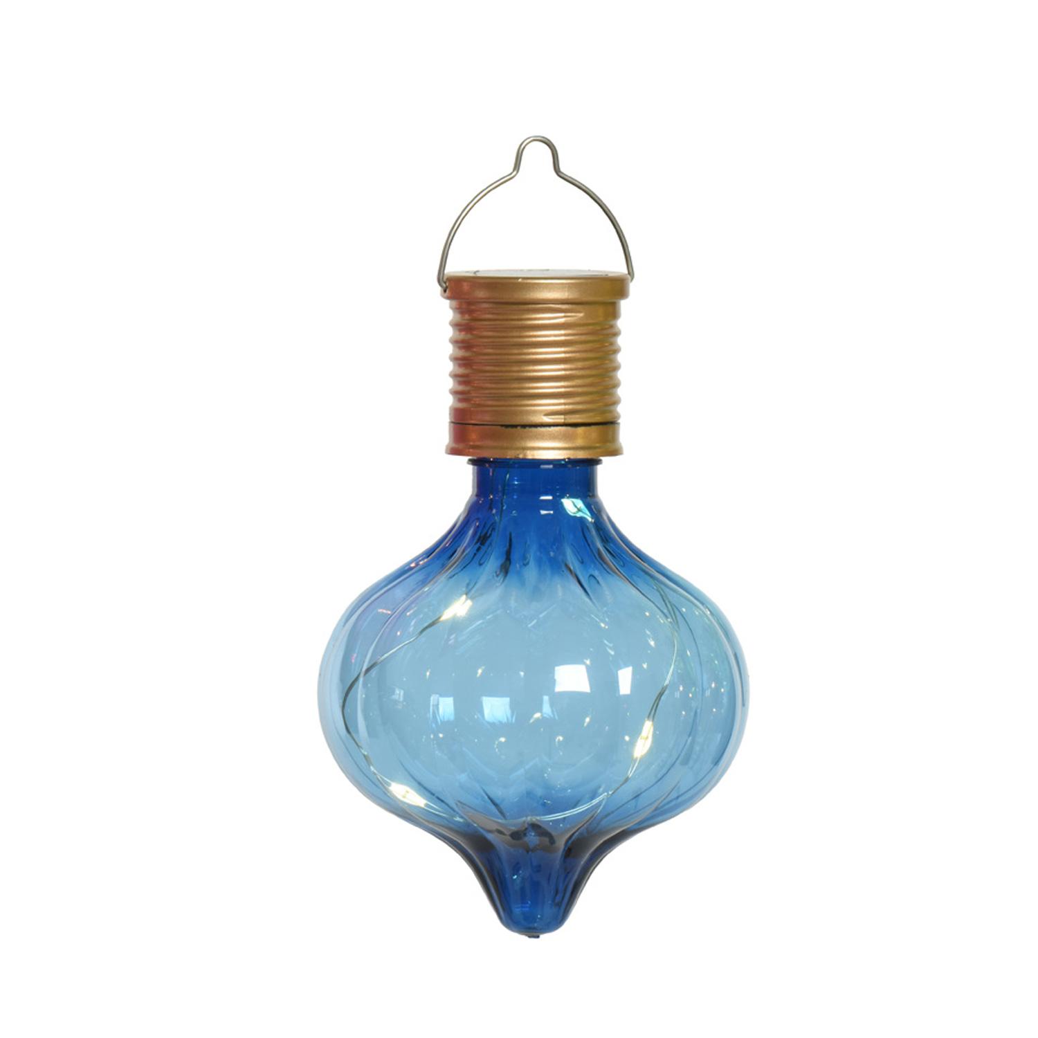 LED Solar Glühbirnen GLOW - Kugelleuchte - warmweiße LED Drahtlichterkette - H: 11,7cm - blau - 4St.