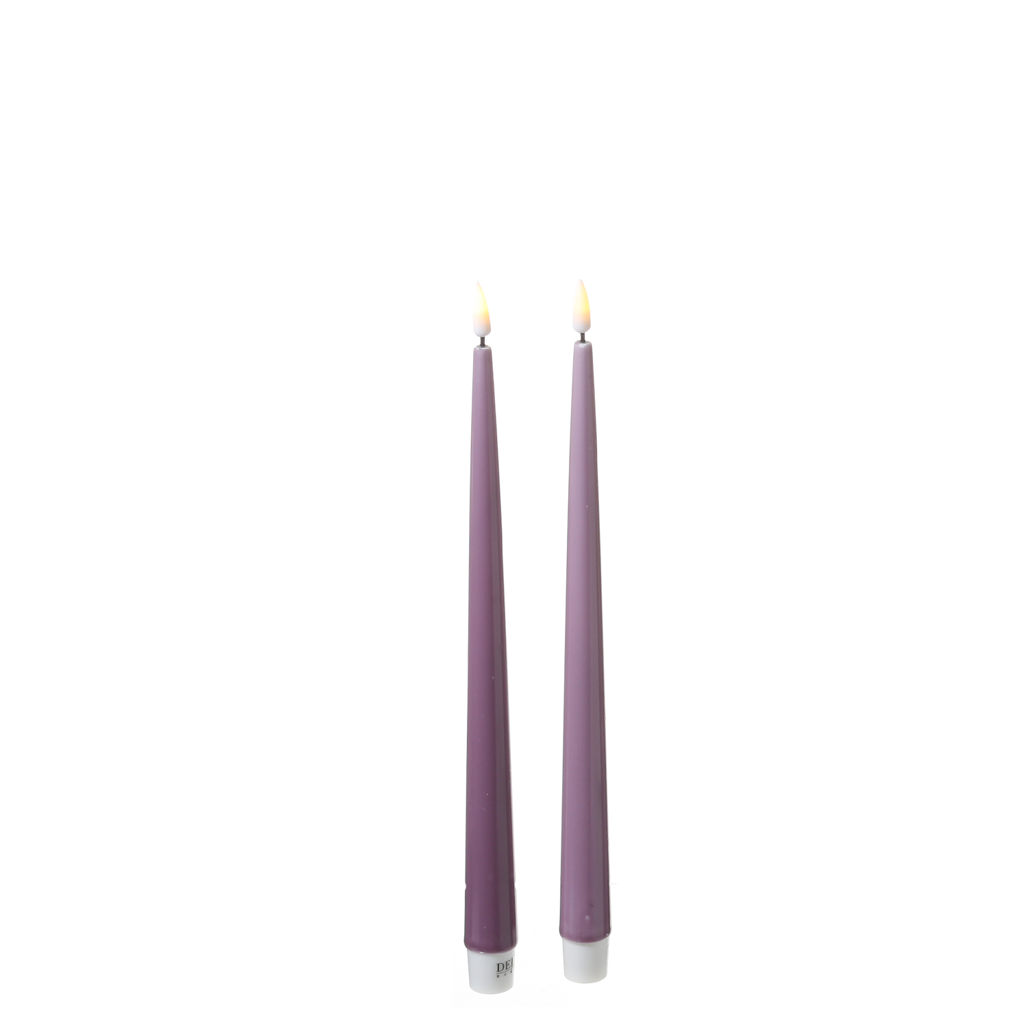 LED Stabkerzen ELLA - Echtwachs - realistische 3D Flamme - H: 28cm - flieder - 2 Stück