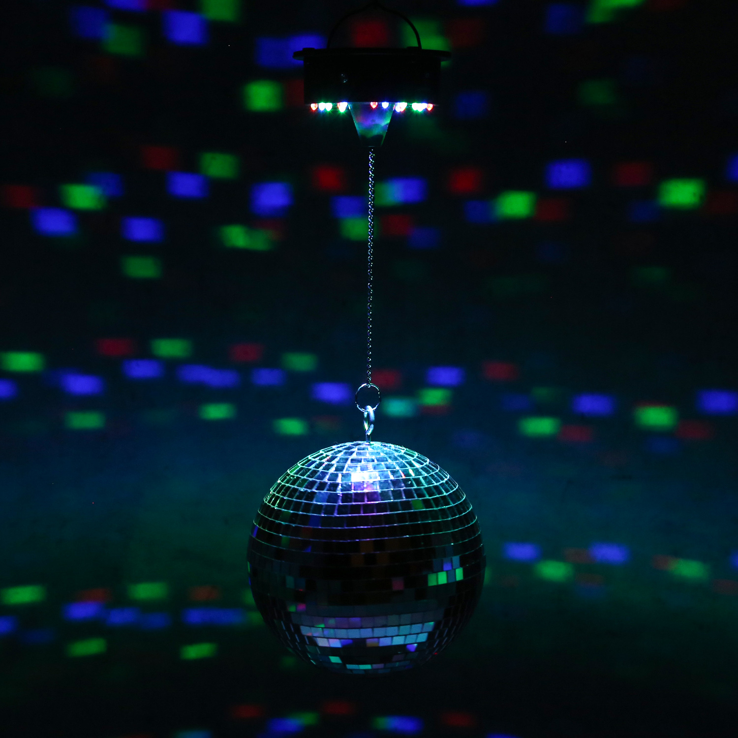 Spiegelkugel Motor mit LED Farbwechsler bis 20cm Kugeln - MBM-203RGBW - Batteriebetrieb