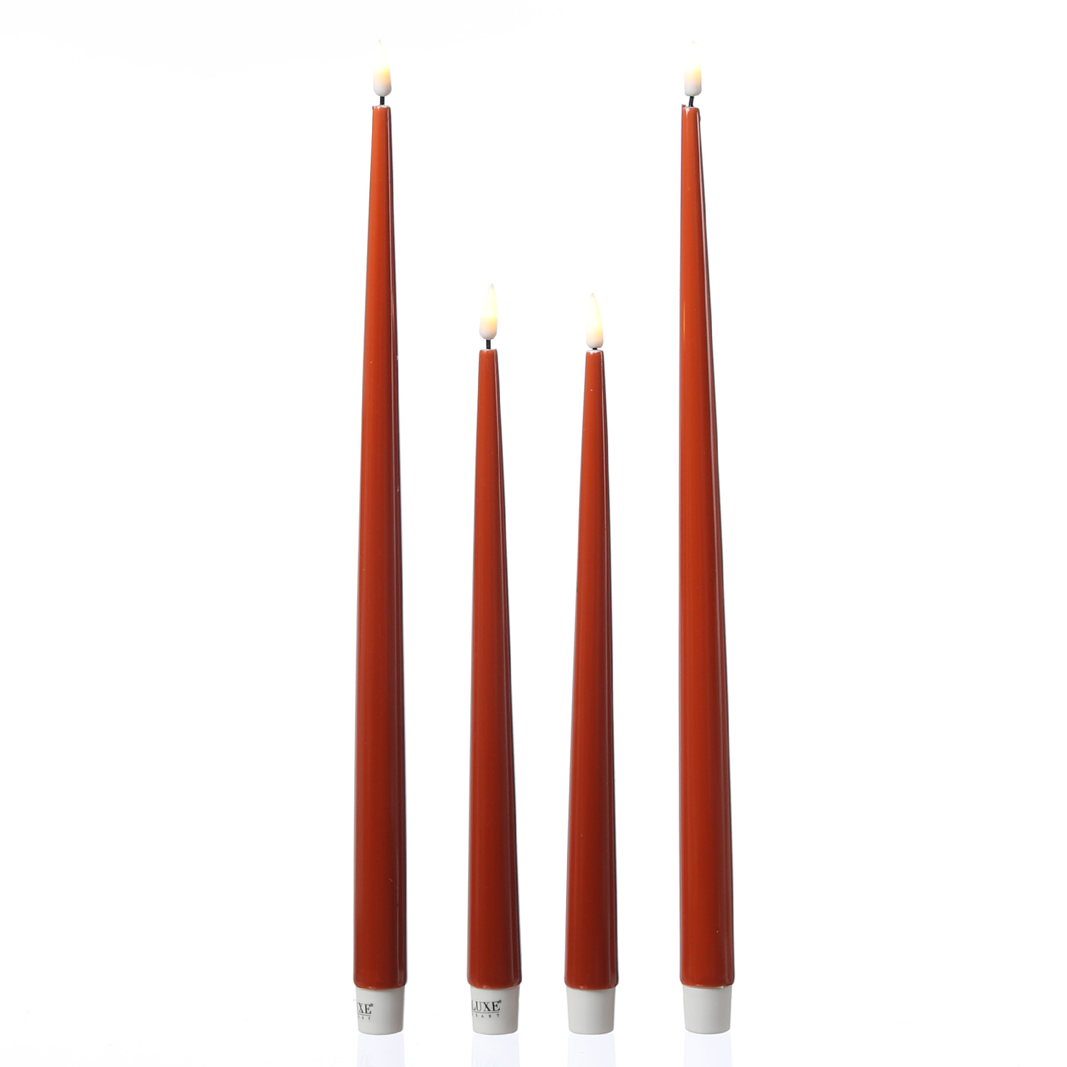 LED Stabkerzen ELLA - Echtwachs - realistische 3D Flamme - H: 38cm - orange - 2 Stück