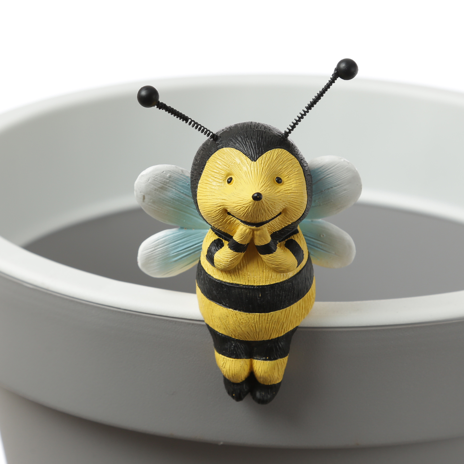 Blumentopfhänger Biene - niedliche Dekofigur als Topfhänger - Tierfigur - Polyresin - H: 11,5cm