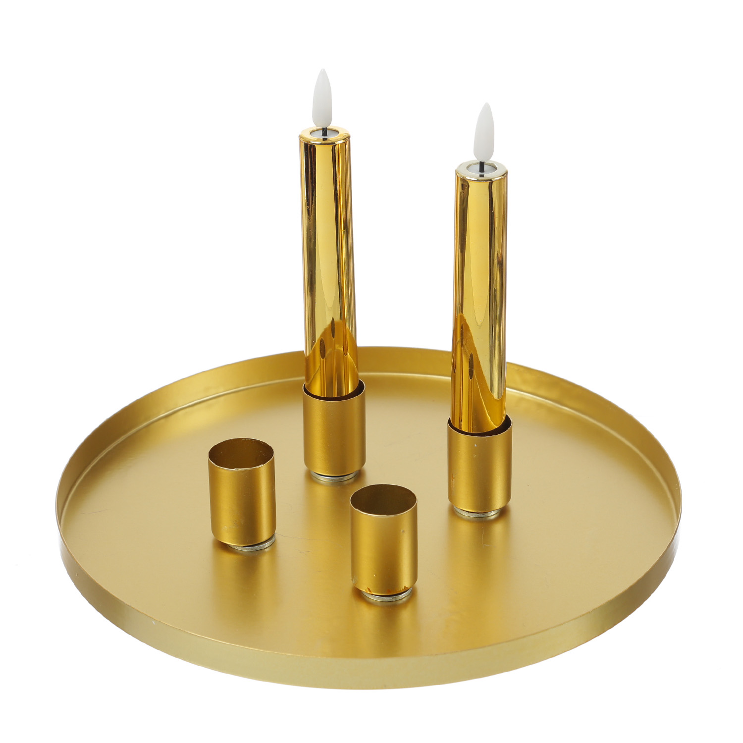 Stabkerzenhalter magnetisch - Kerzenständer für 4 Stabkerzen - Kerzentablett - D: 25cm - gold
