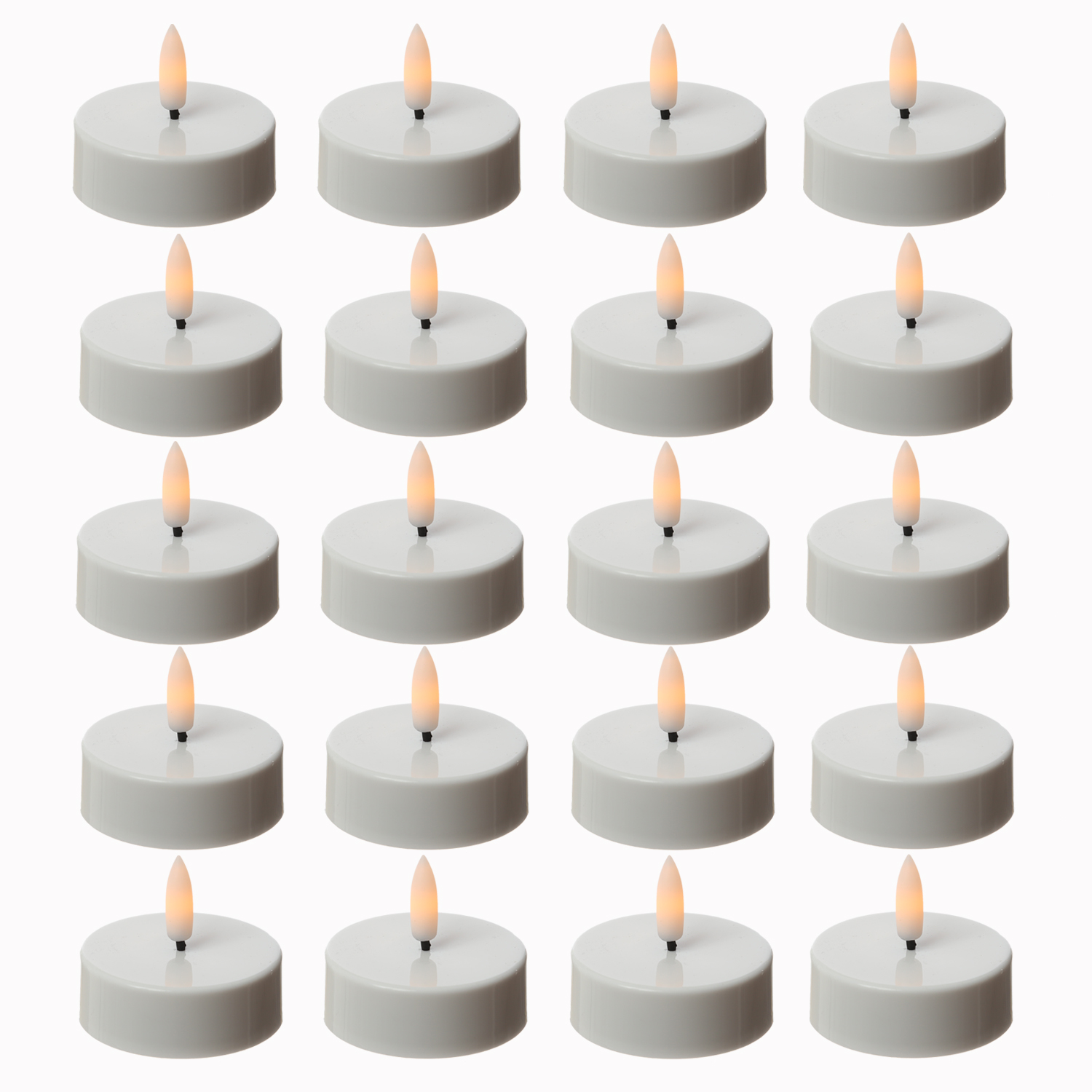 LED Maxi Teelichter - flackernde 3D Flamme - Kunststoff - Timer - D: 5,8cm - weiß - 10er Set