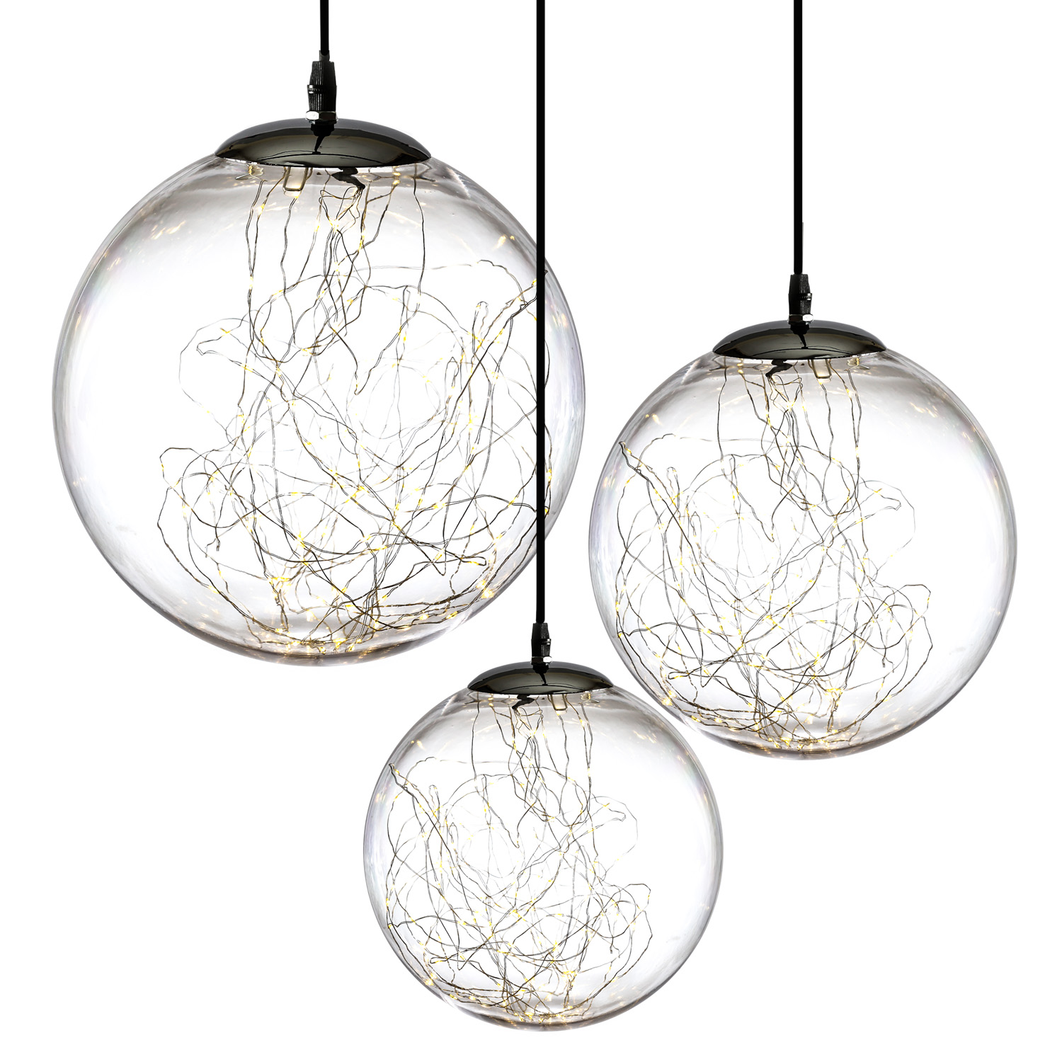 LED Lichterkugel mit Drahtlichterkette - hängend - 140 warmweiße LED - D: 30cm - f. Innen/Außen