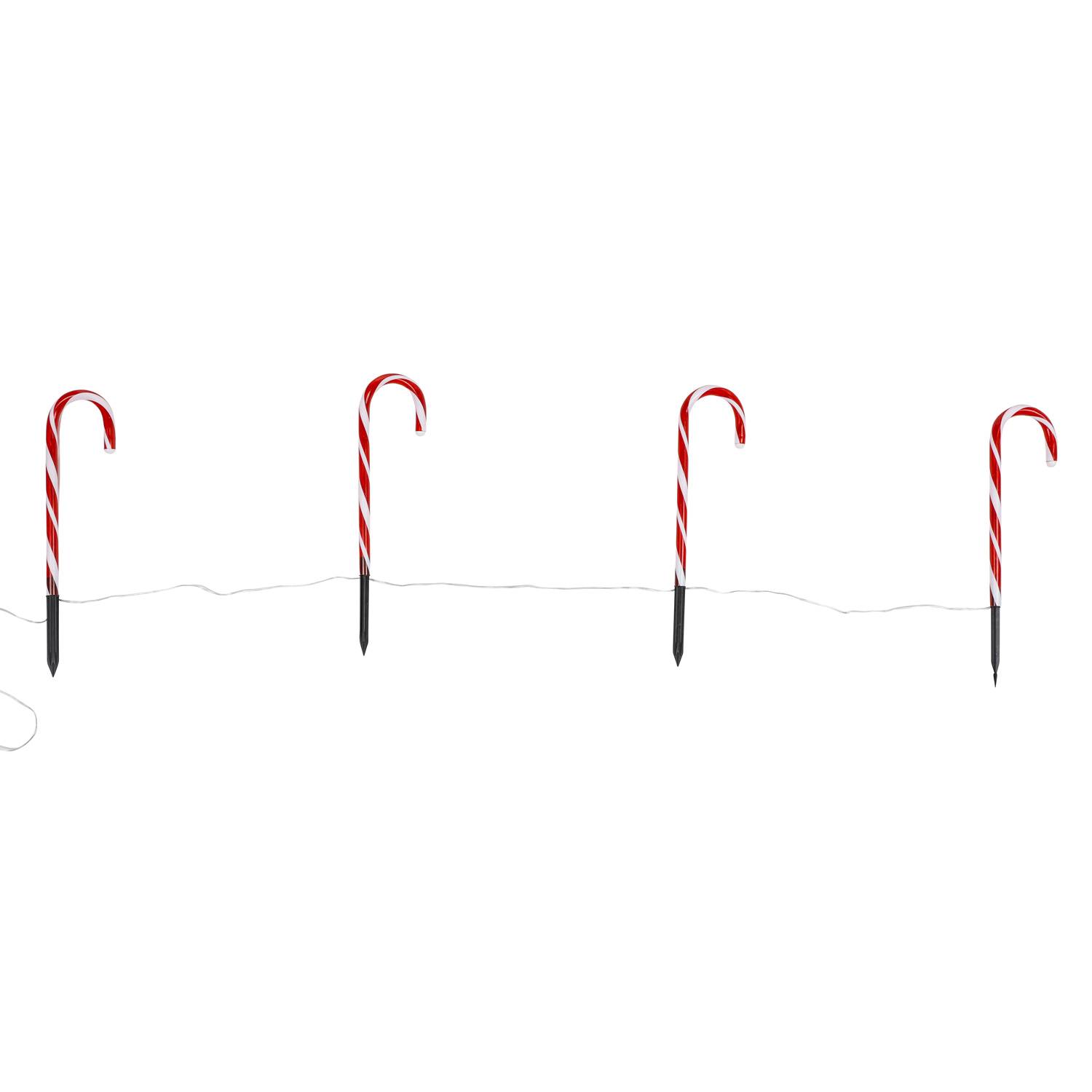 LED Zuckerstangen - je 8 warmweiße LED - H: 44cm - Batterie - Timer - für Außen - 4 Stück