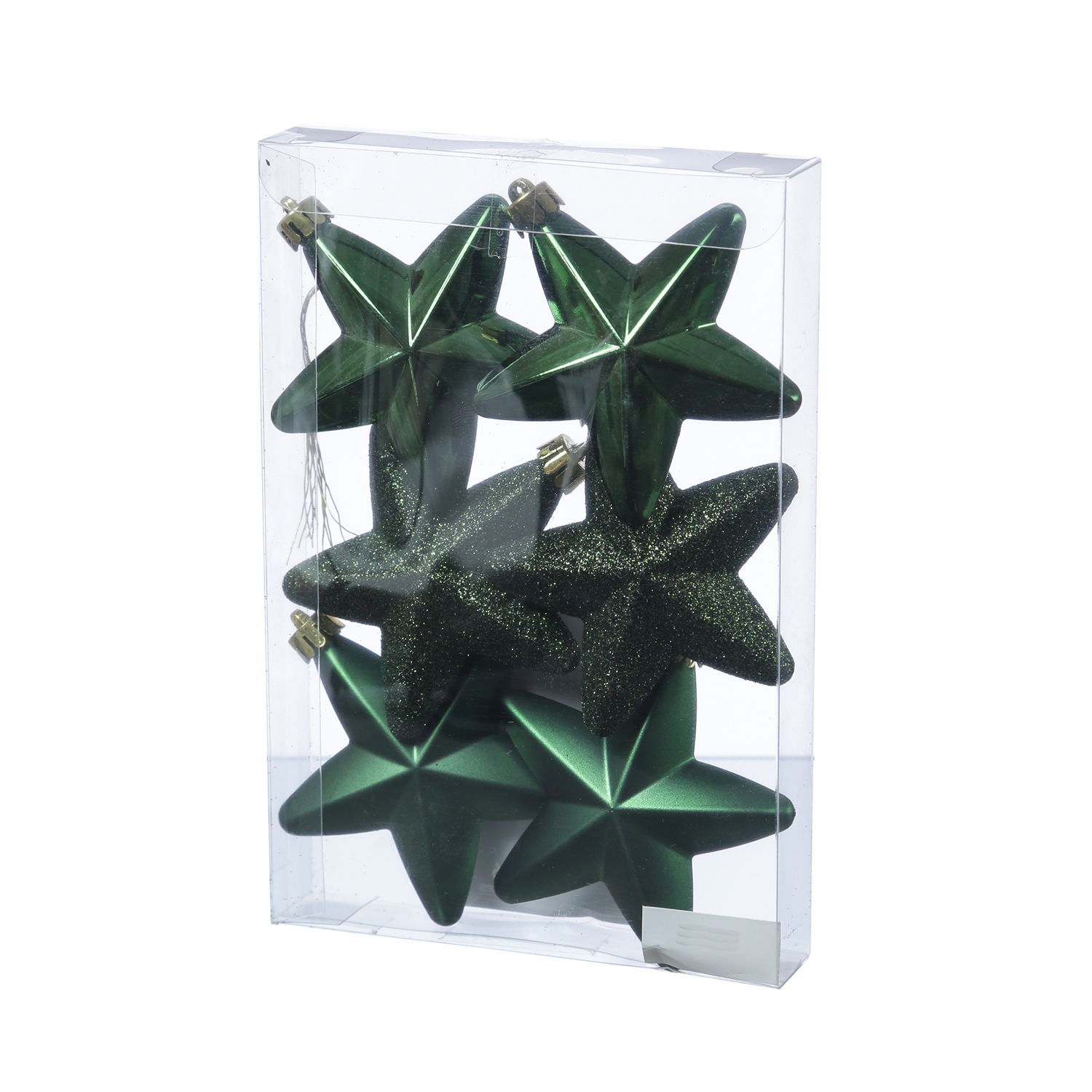 Christbaumschmuck STERN - Weihnachtsbaumschmuck - bruchfest - H: 7,5cm - grün - 6er Set
