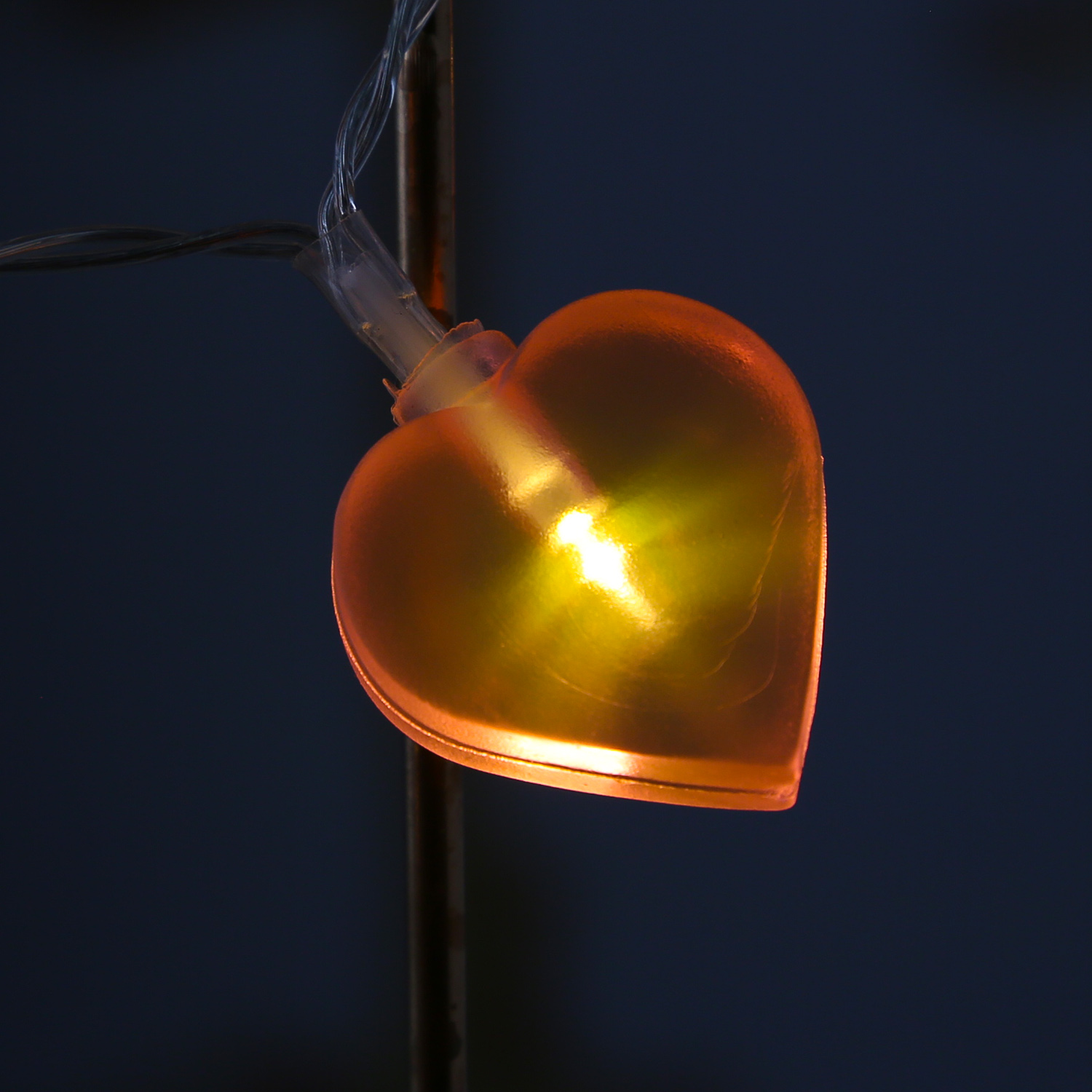 LED Lichterkette Herzen - 10 warmweiße LED - L: 90cm - Batteriebetrieb - rosa