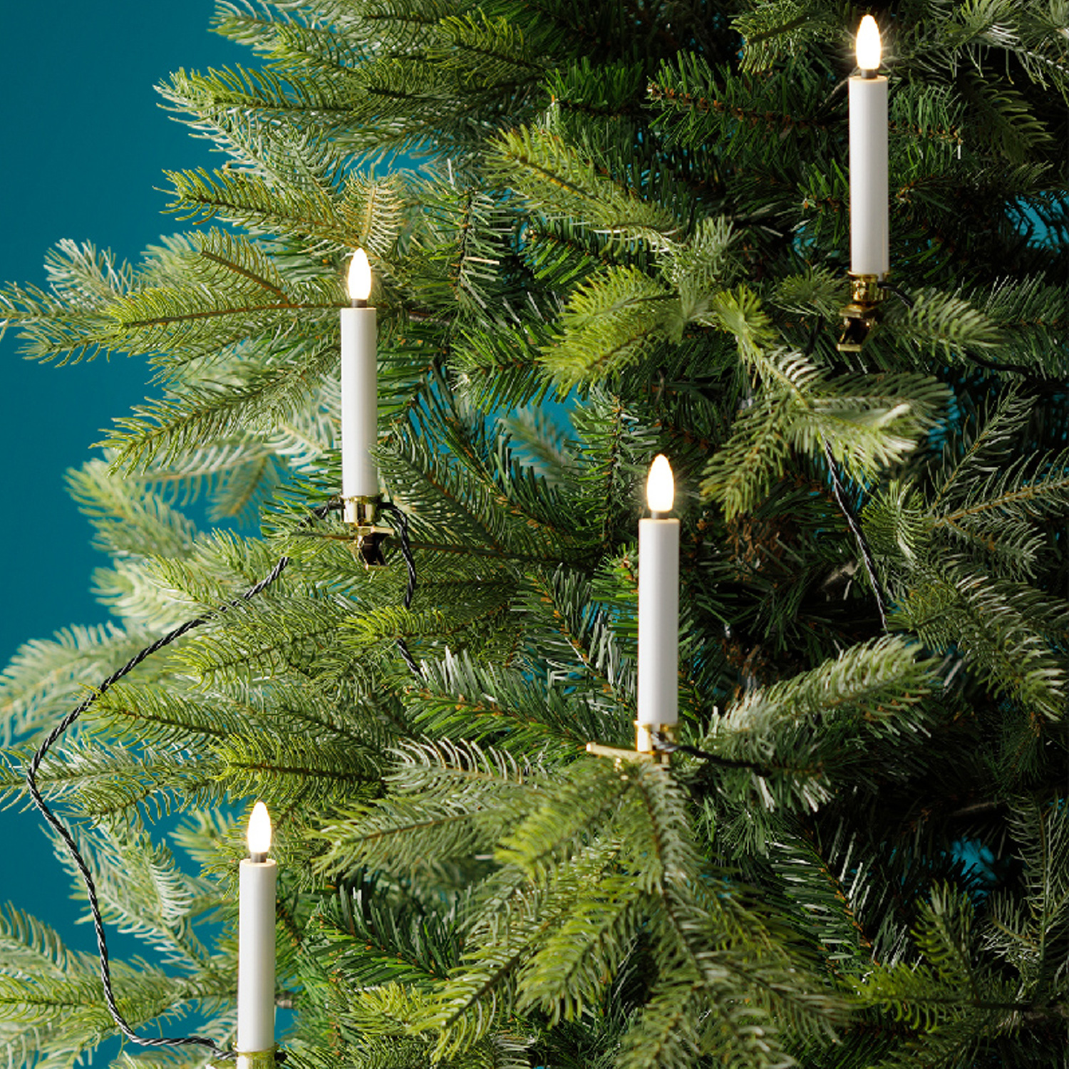 LED Kerzenlichterkette - 20 Christbaumkerzen - Weihnachtsbaumlichterkette - L: 9,5m - Innen/Außen