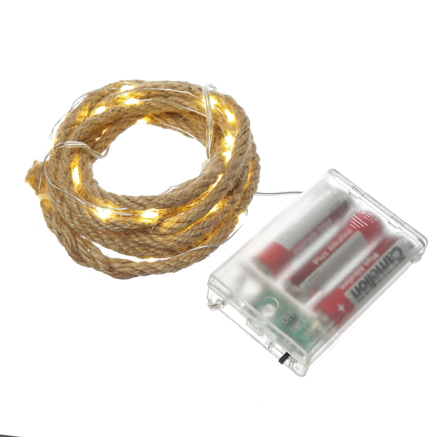 LED Lichterkette Seil - Deko-Tau - 40 warmweiße LED - L: 2m - Timer - Batterie - für Innen