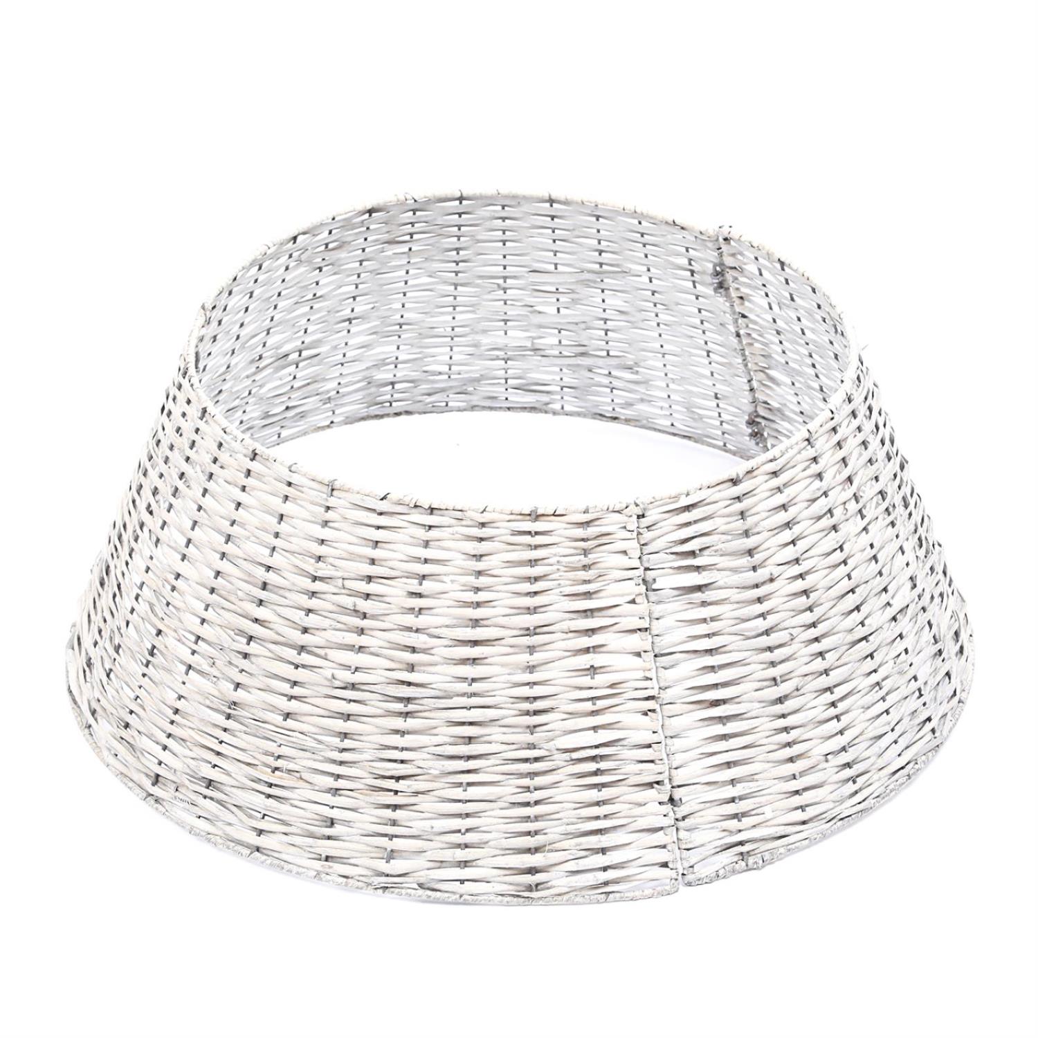 B-Ware Weihnachtsbaumrock aus Weide - Abdeckung für Baumständer - D: 70cm  - 3teilig - grau