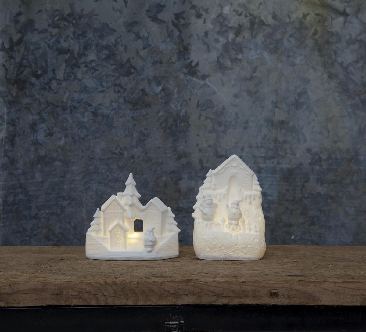 LED Haus "Vinter" - Santa am Haus - 1 warmweiße LED - H: 15,5cm  - Batteriebetrieb - weiß