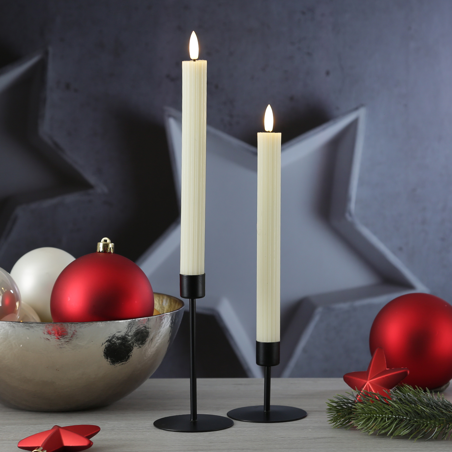 Stabkerzenhalter - Kerzenständer für Tafelkerzen - Metall - H: 14cm - D: 7,5cm - schwarz Stabkerzenhalter - Kerzenständer für Tafelkerzen - Metall - H: 14cm - D: 7,5cm - schwarz