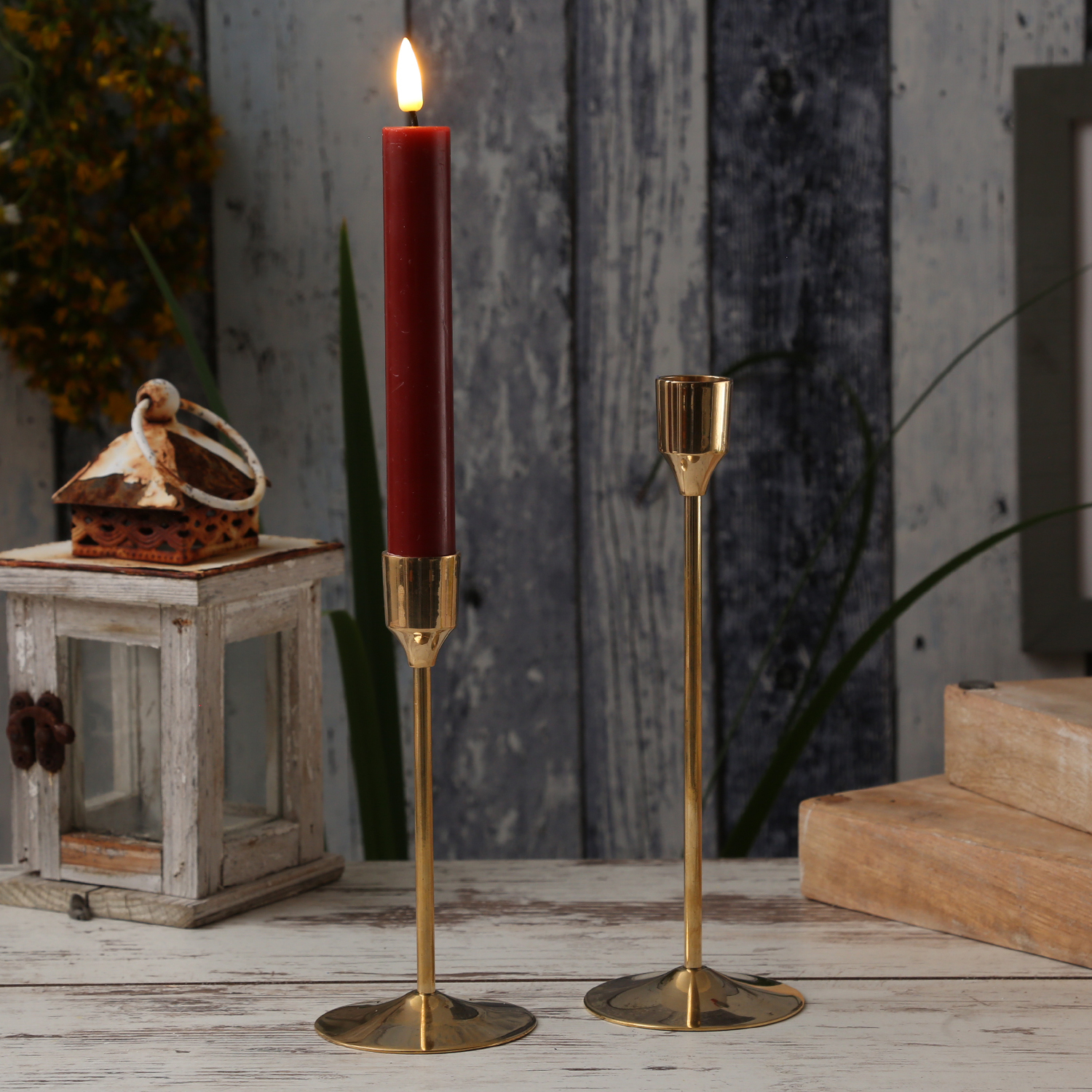 Stabkerzenhalter - Kerzenständer - Metall - H: 15,5cm - D: 7cm - gold