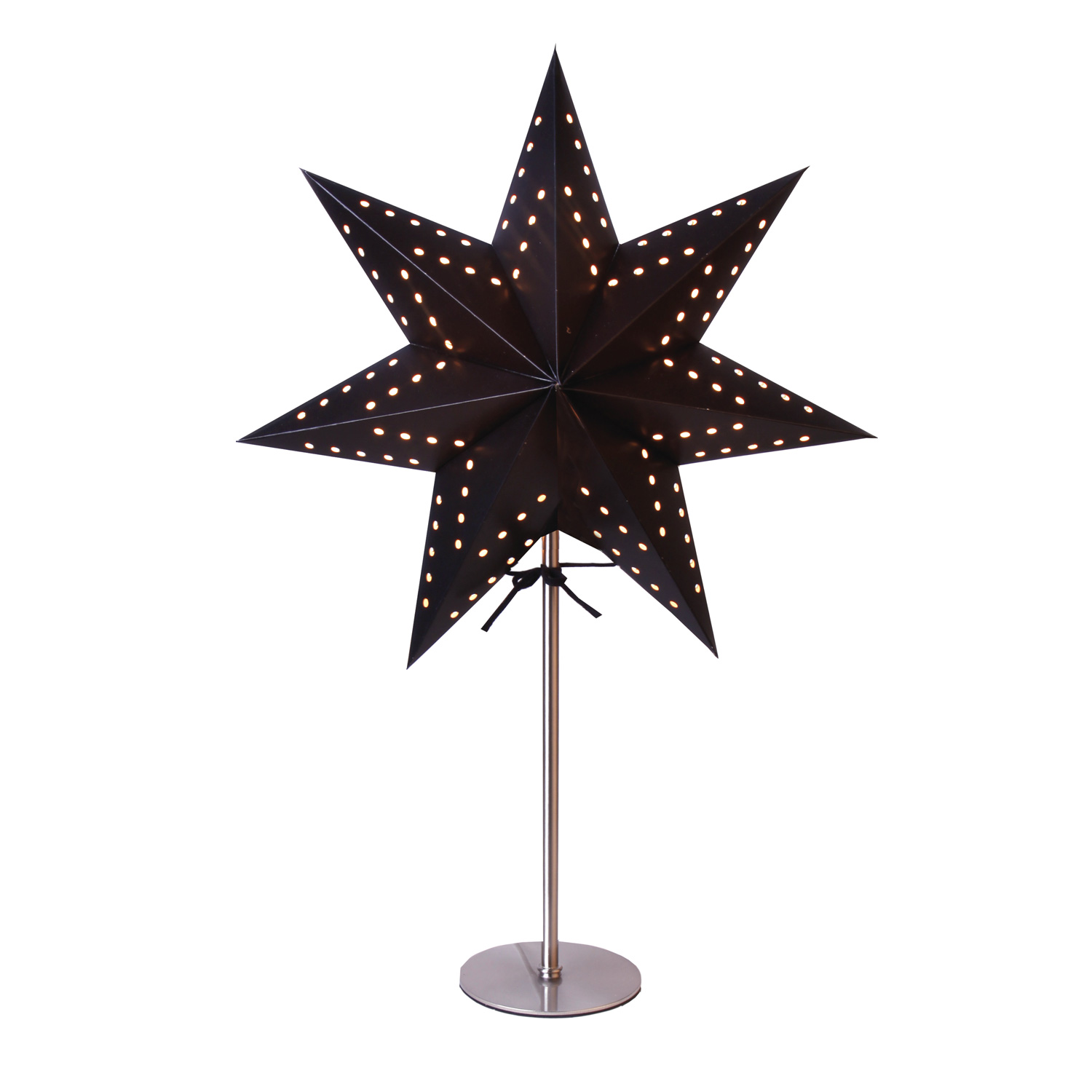 Papierstern "Bobo" - stehend - 7-zackig - Ø 34cm, H: 51cm - E14 Fassung - inkl. Kabel - schwarz