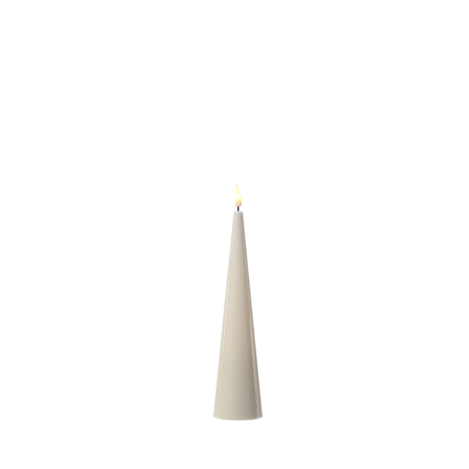 LED Kegelkerze LEA - Echtwachs - realistische 3D Flamme - H: 20cm - Batteriebetrieb - creme