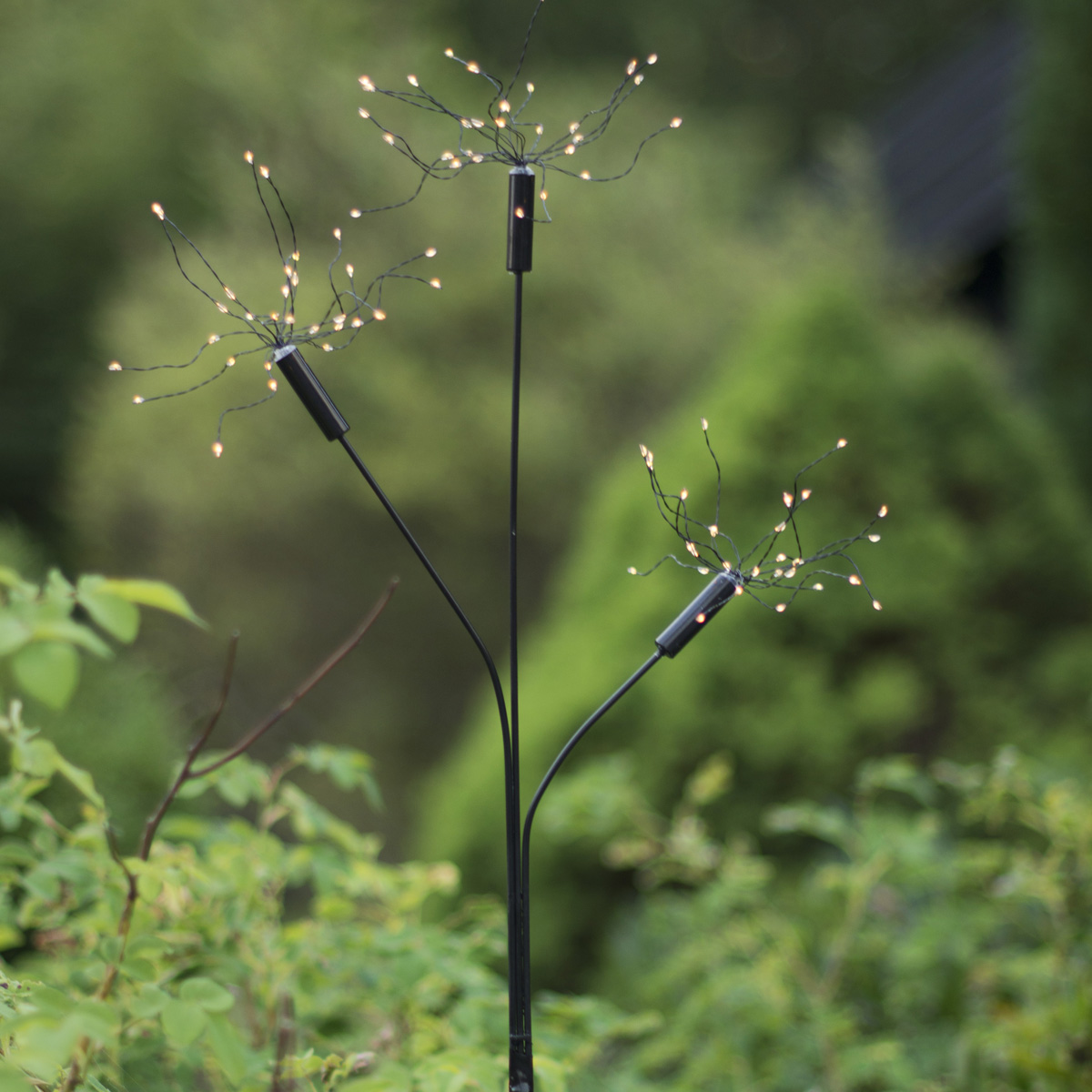 LED Solarstab "Firework" Gartendeko - 90 warmweiße LED in 3 Kugeln - H: 95cm - Dämmerungssensor
