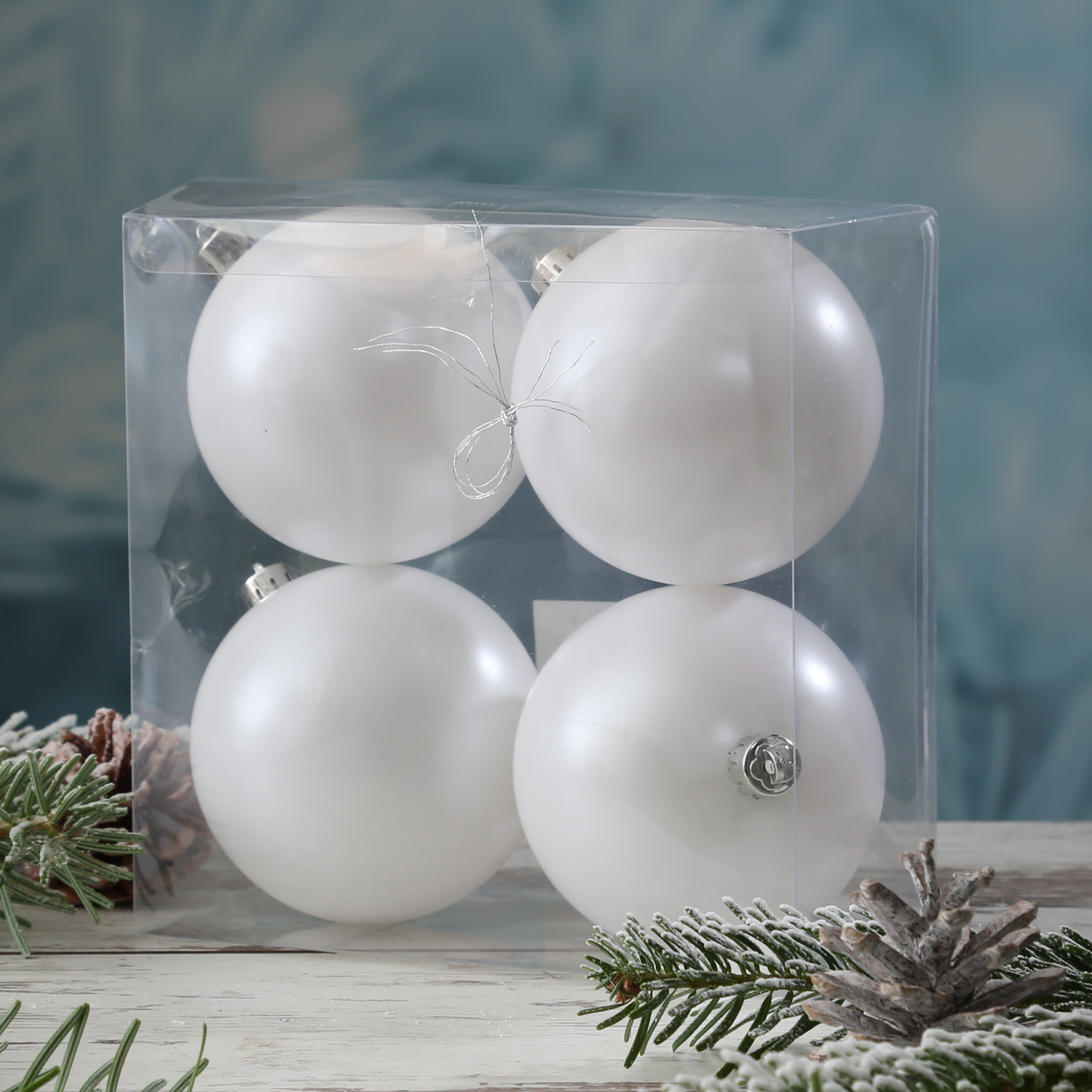 Christbaumkugel - Weihnachtsbaumkugel - bruchfest - D: 10cm - glänzend und matt - weiß - 4er Set