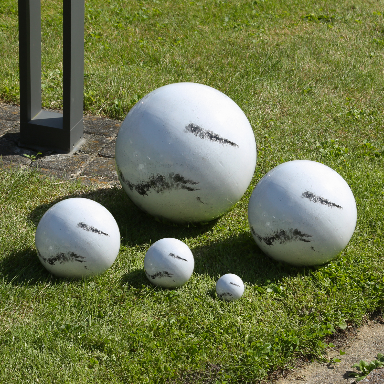 Dekokugel - Edelstahl - Marmoroptik - D: 9cm - weiß, grau
