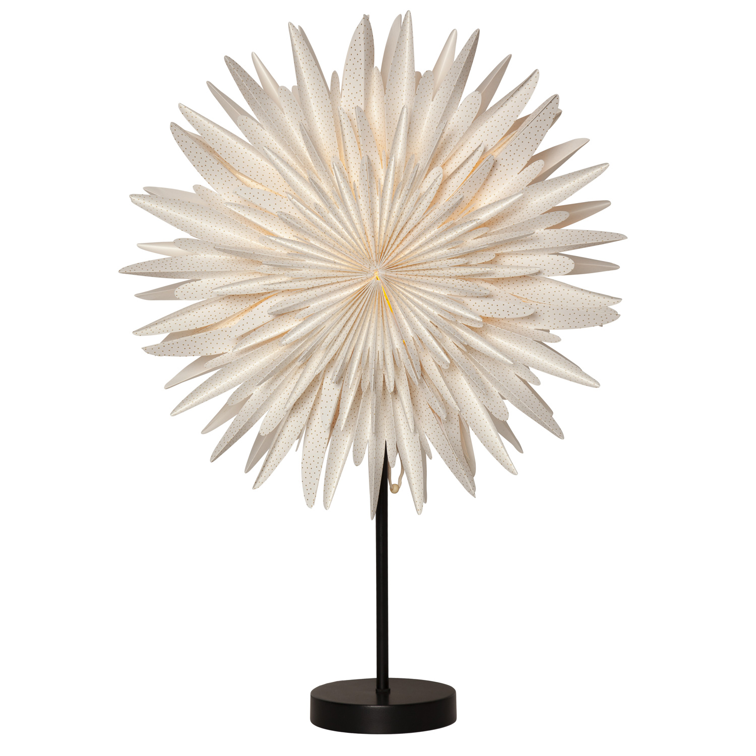 Papierstern WINTER - stehend - D: 43cm - H: 62cm - inkl. E14 Fassung u. Kabel - weiß