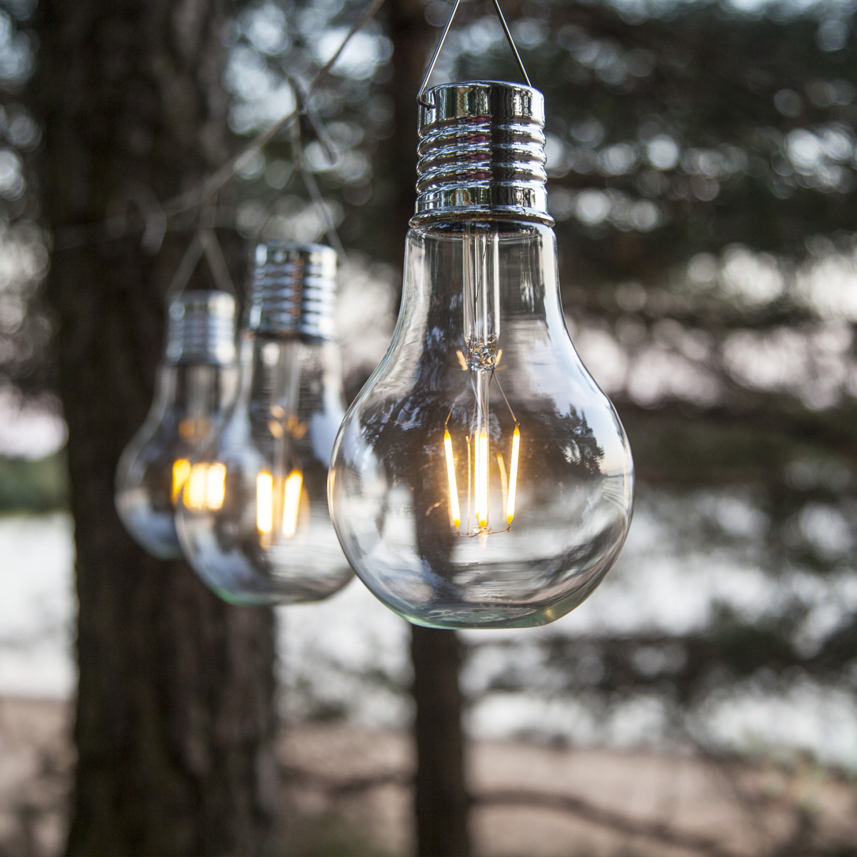 LED Solar XL Glühbirne - warmweißes Filament - H: 18cm - Dämmerungssensor - outdoor - 10 Stück