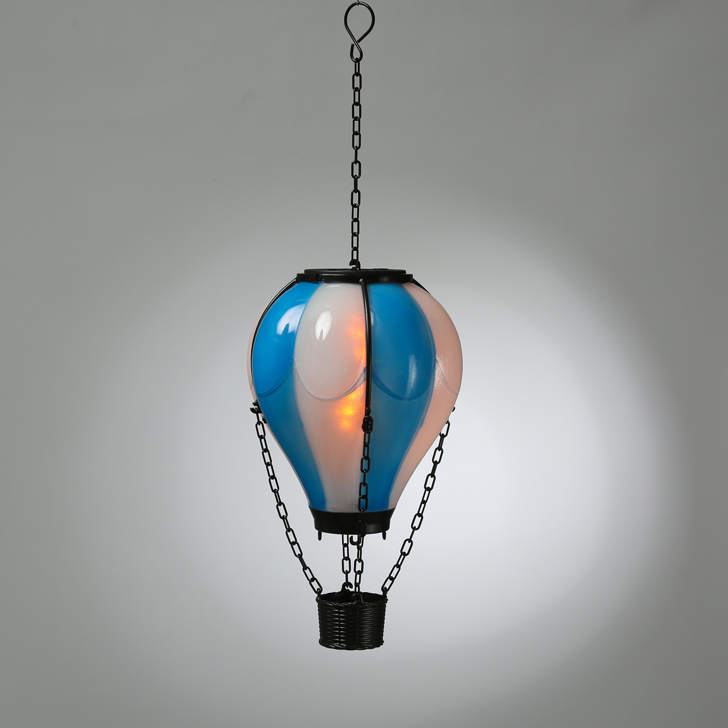 LED Solar Ballon - Heißluftballon mit Flammeneffekt - hängend - H: 25cm - Lichtsensor