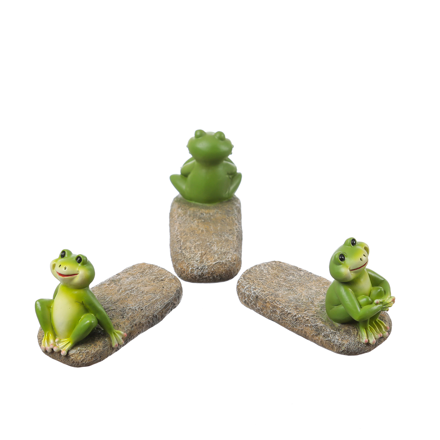 Blumentopffüße lustige Frösche - Pflanzkübel Untersetzer - Kübelfüße - Polyresin - grün - 3er Set