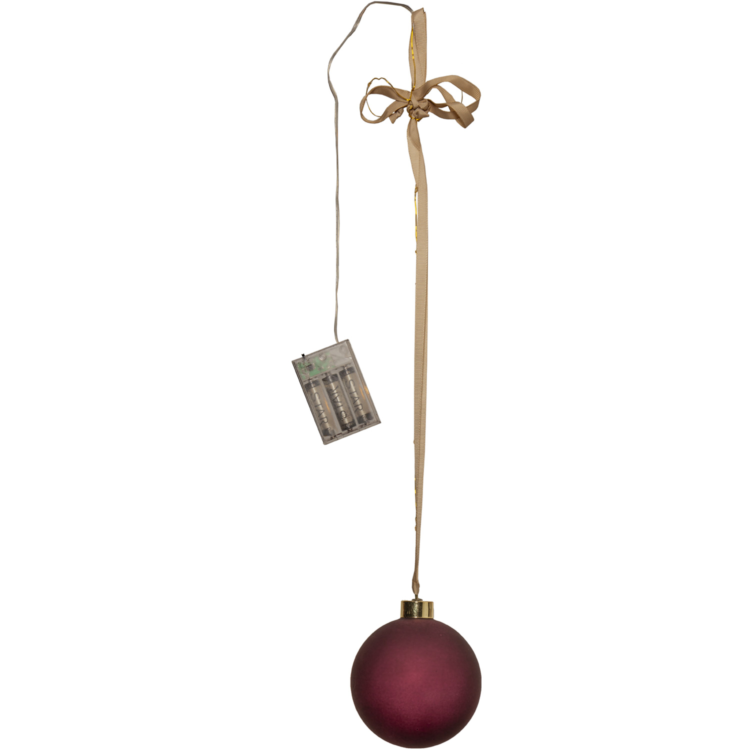 LED Christbaumkugel - Weihnachtskugel - Glas - 16 warmweiße LED - D: 10cm - Timer - Batterie - rot