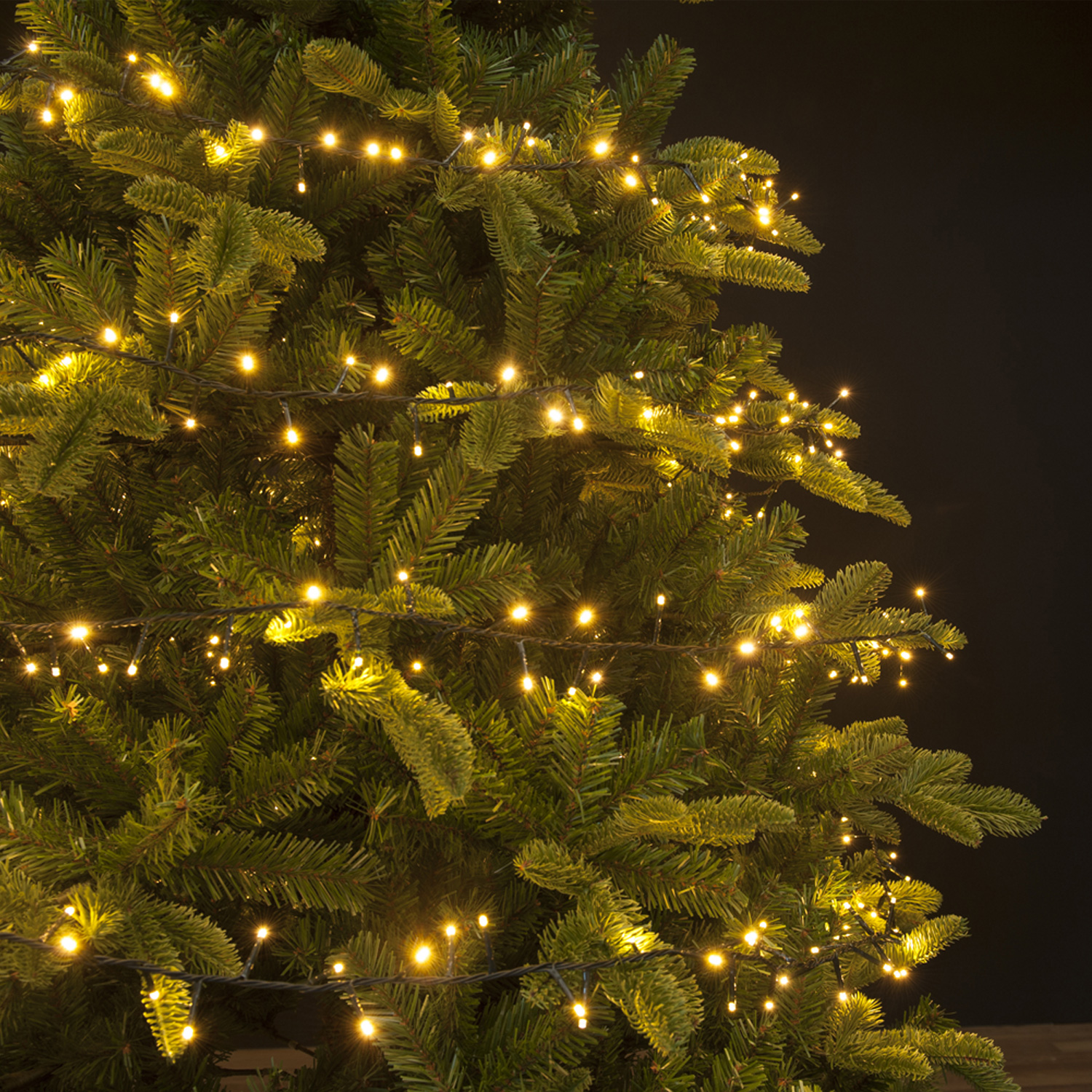 LED Baummantel Lichterkette 1-2 GLOW - 5 Stränge - 400 bernstein LED - 1,5m - Timer - Außen - grün