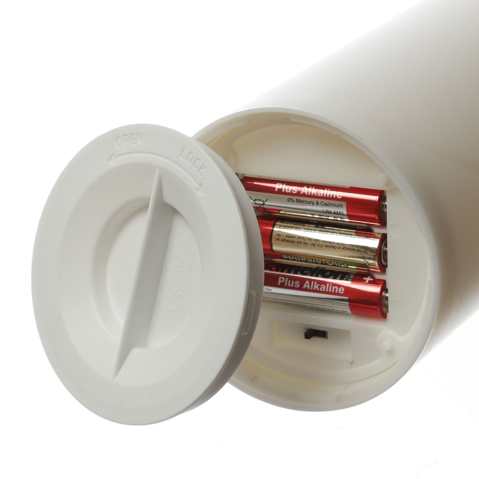 XXL LED Kerze - Outdoorkerze - H: 32,5cm/D: 10cm - Timer/Sensor - für Innen/Außen - weiß