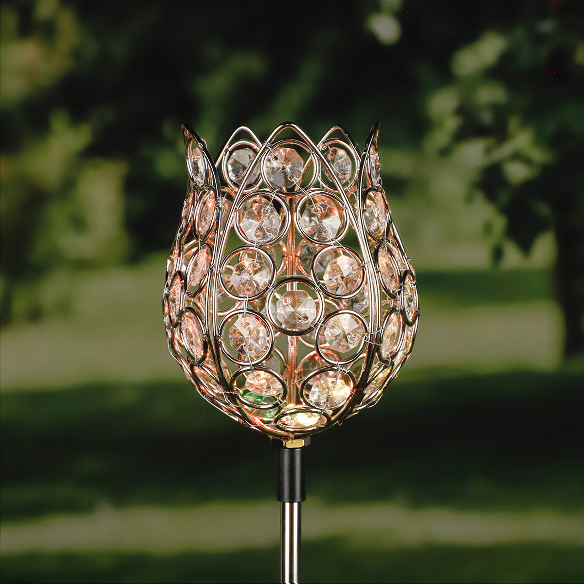 LED Solarstab "Kristallblume" - farbwechselnde LED - H: 65cm - 2er Set