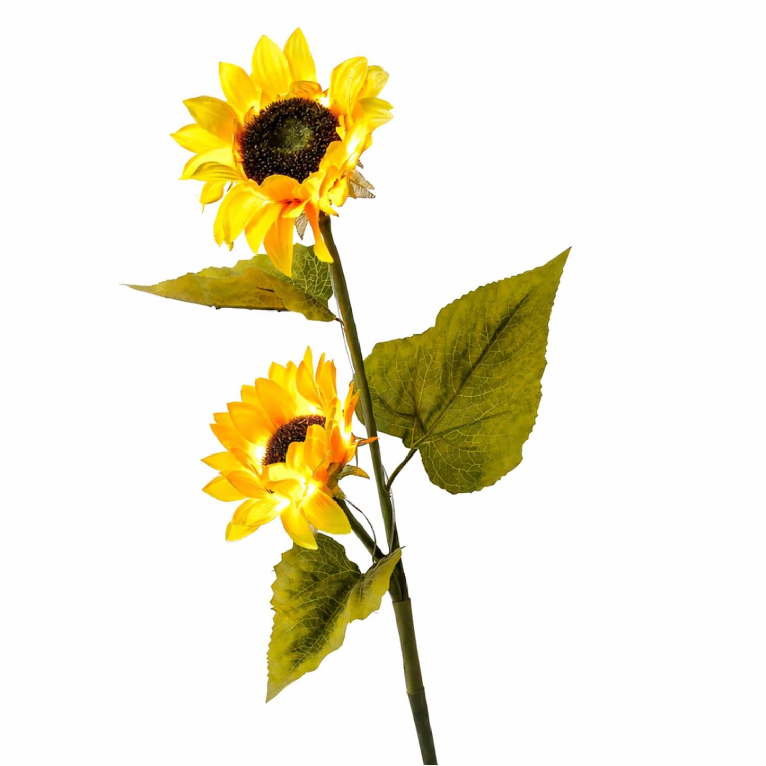 LED Solar Gartenstecker SONNENBLUME - H 125m - Lichtsensor - grün/gelb