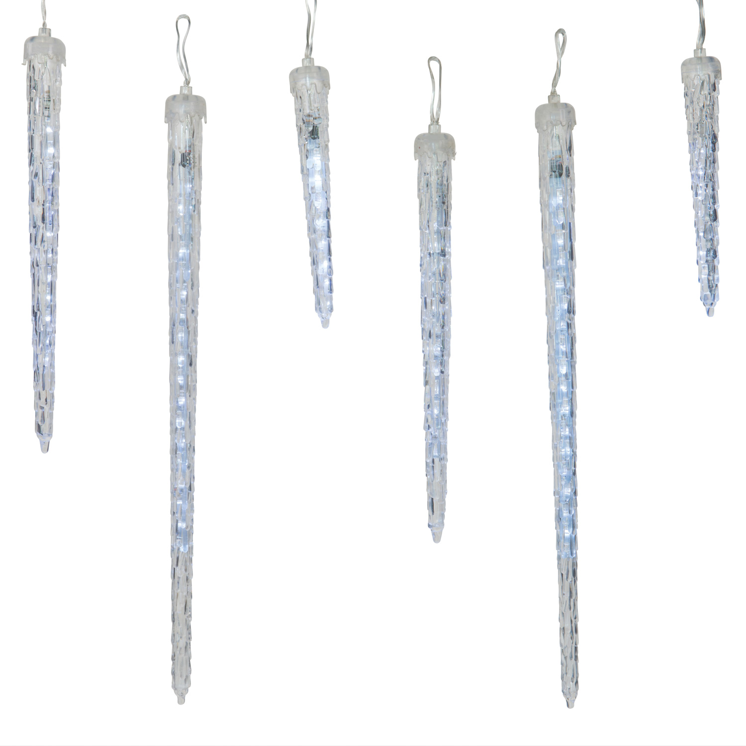 LED Lichterkette Eiszapfen - Schneefallfunktion - kaltweiße LED - L: 2,5m - transparent - f. Außen