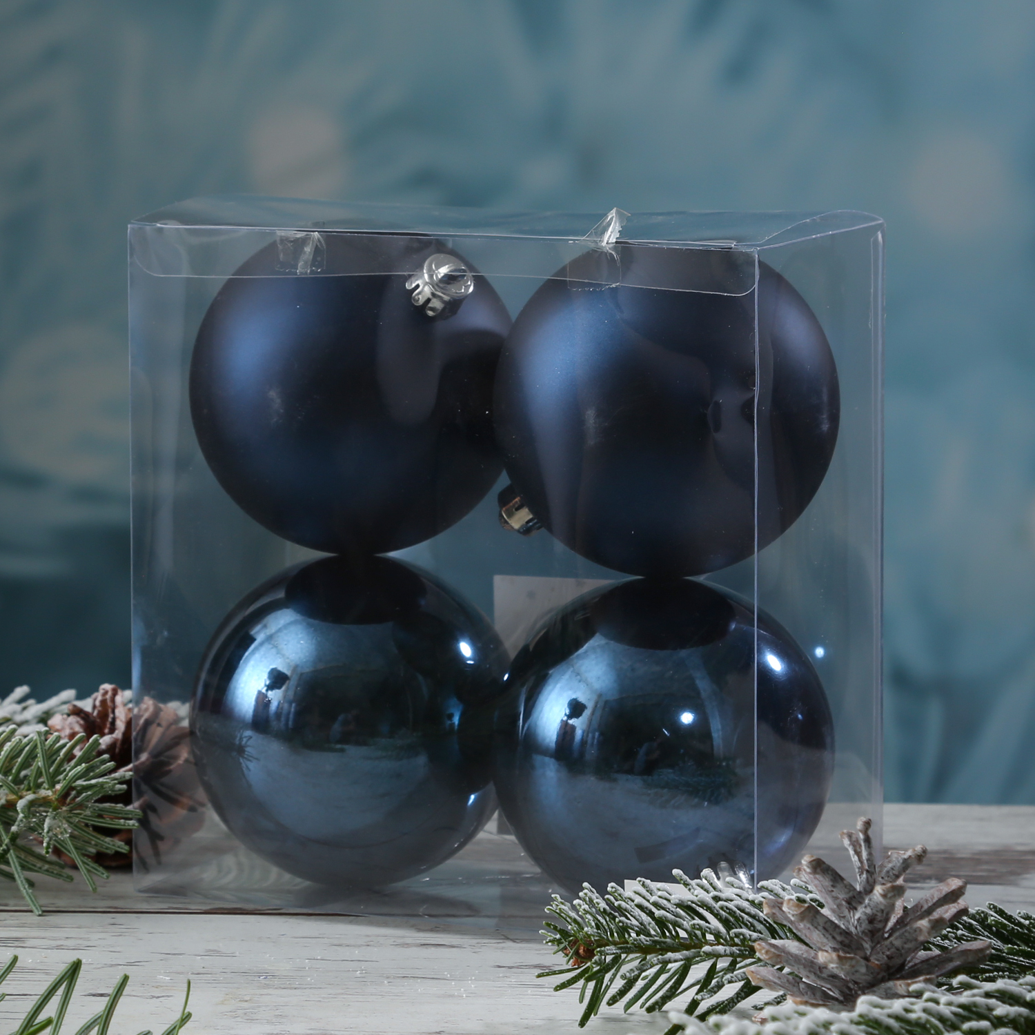 Christbaumkugel - Weihnachtsbaumkugel - bruchfest - D: 10cm - glänzend, matt - dunkelblau - 4er Set