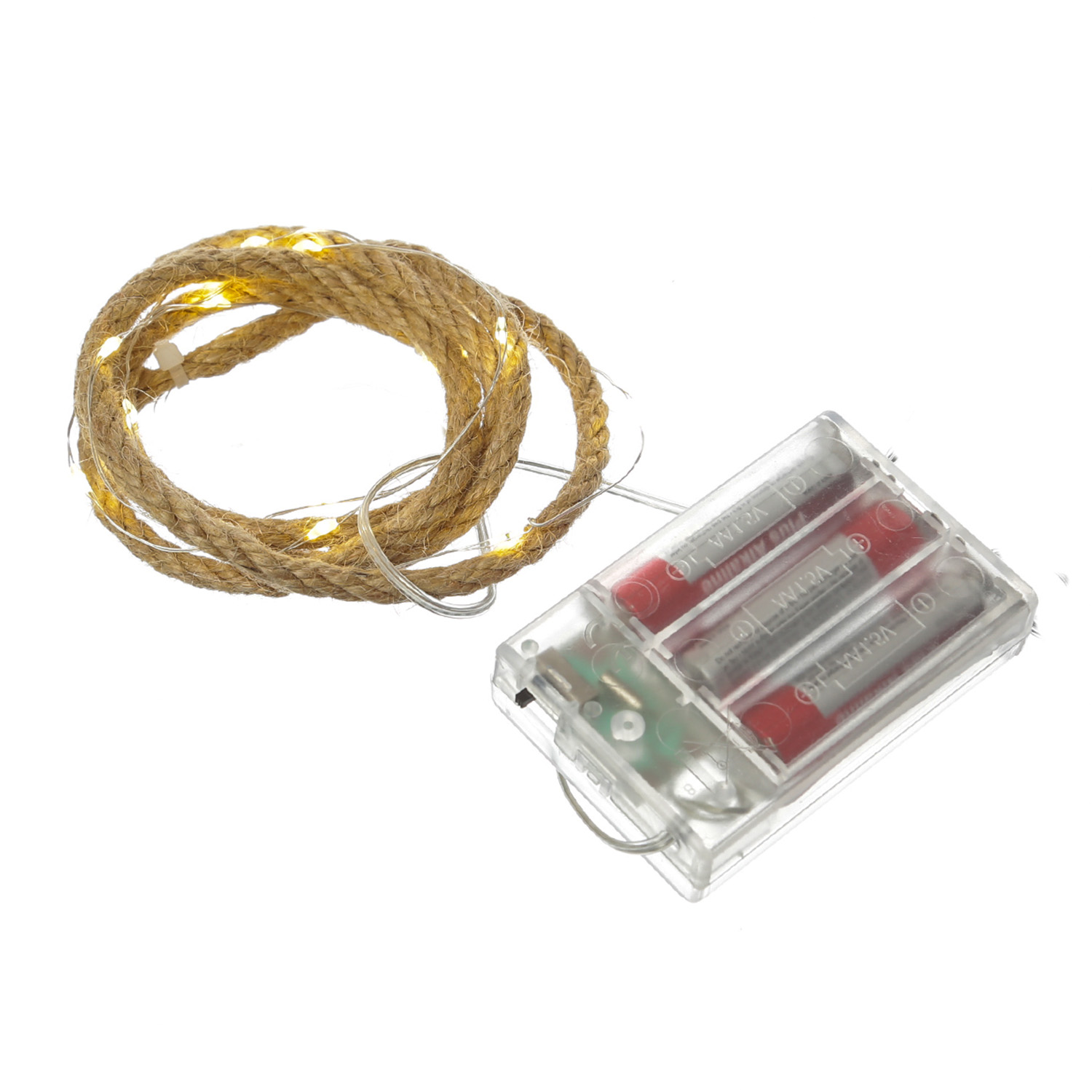 LED Lichterkette Seil - Deko-Tau - 20 warmweiße LED - L: 1m - Timer - Batterie - für Innen