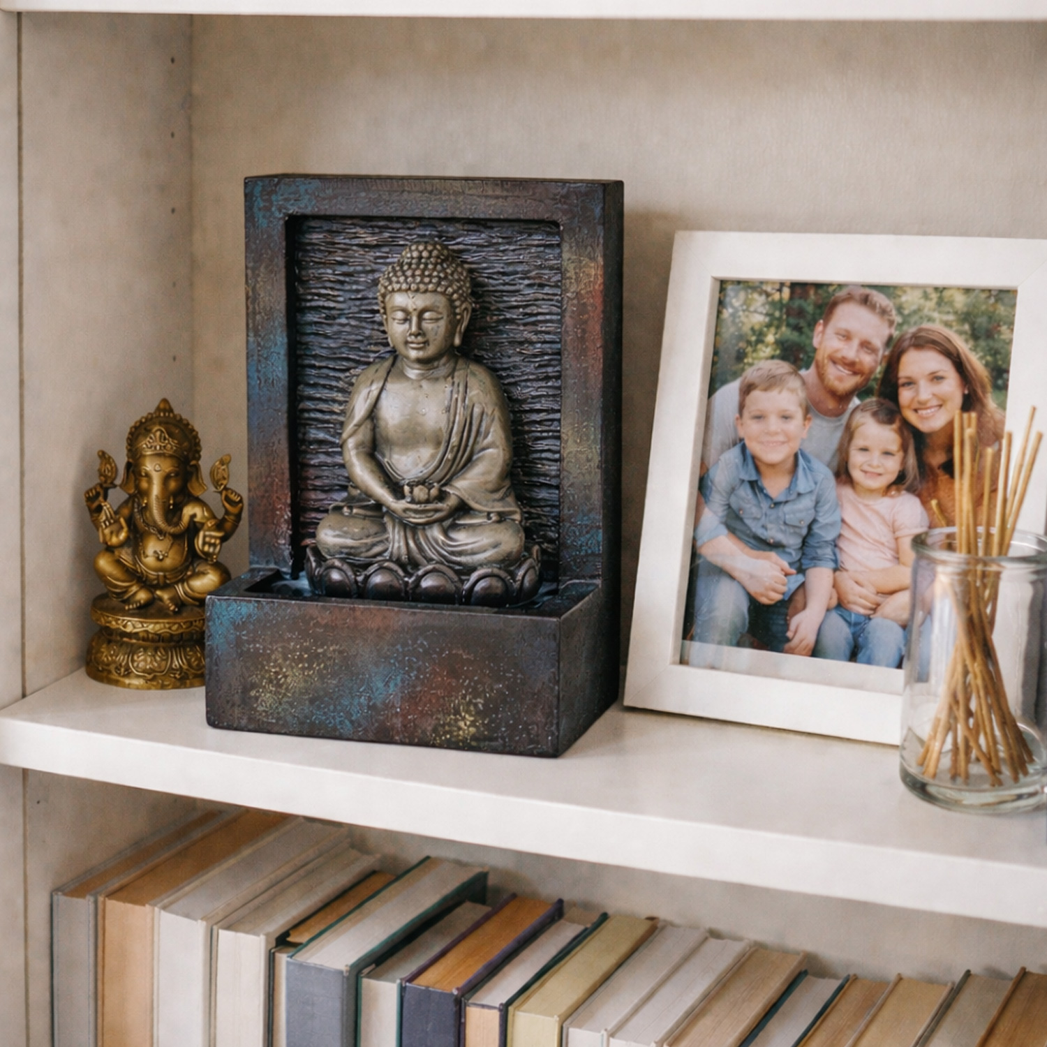 Brunnen Buddha polyresin Hochspannung Indoor dunkel