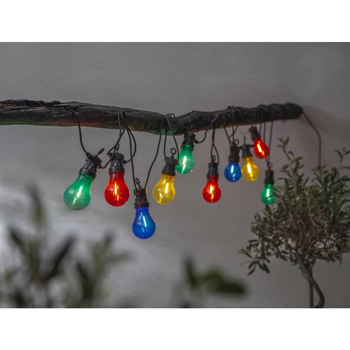 LED Lichterkette "Circus Filament" - 10 Birnen - bunte Filament LED - 4,05m - inkl. Trafo - outdoor