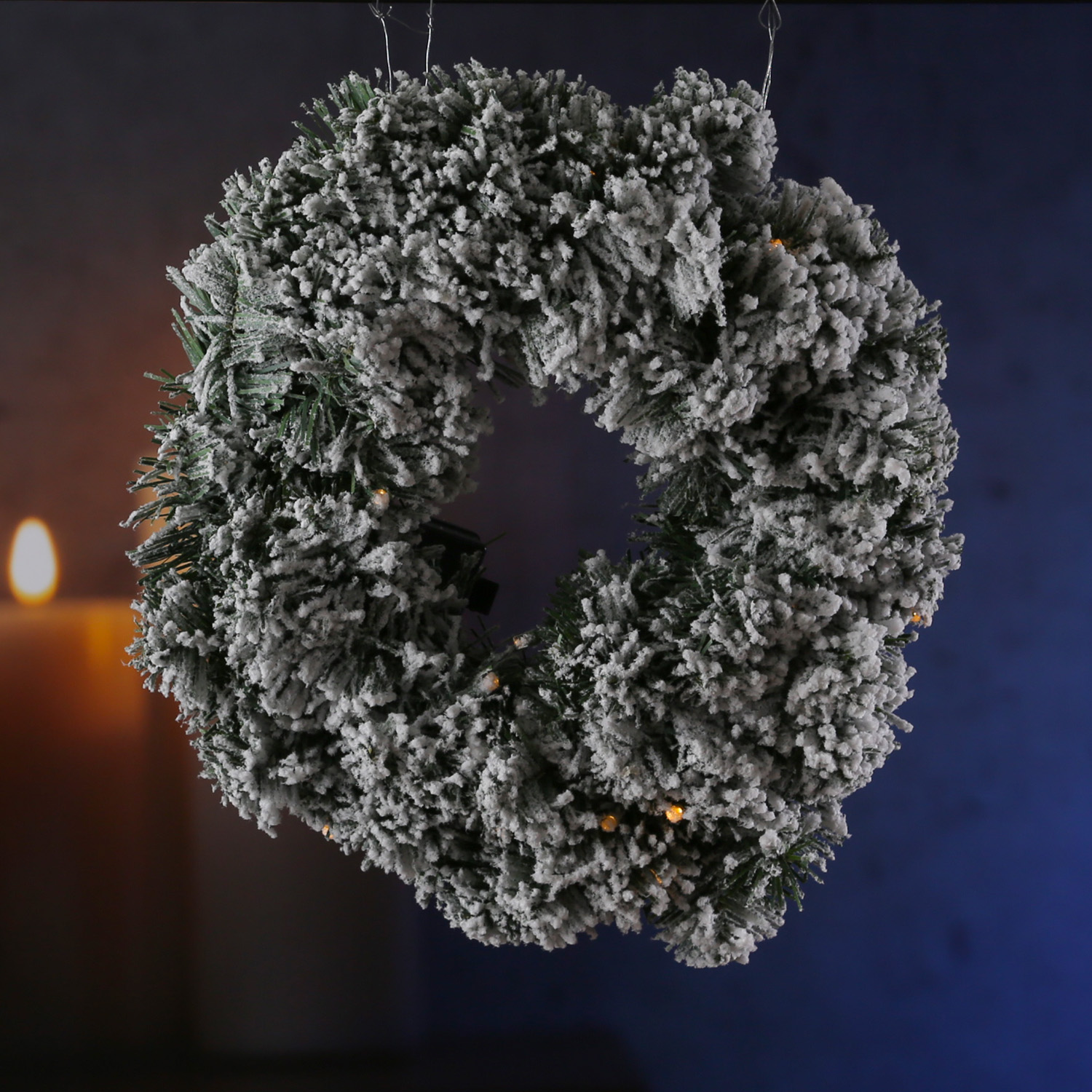 Tannenkranz - Kunststoff - Schneeoptik - D: 28,5cm - Innen - grün, weiß