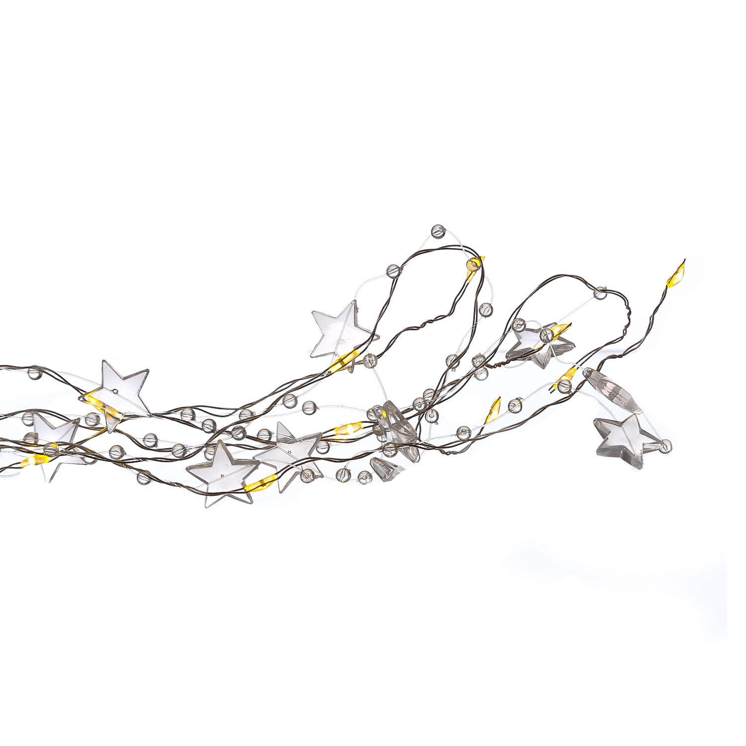 LED Lichterkette STERNE und PERLEN - Lichtbündel - 200 warmweiße LED - 10 Stränge - L: 1,85m - Innen