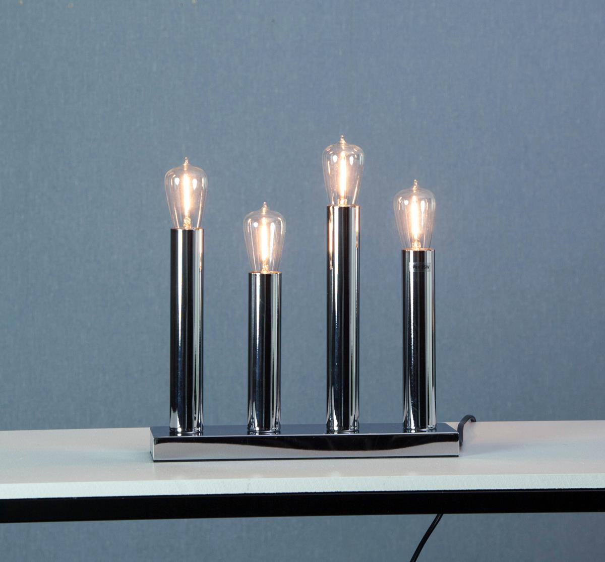 LED Tischleuchte - Standleuchte "Glans" - E14 - inkl. Leuchtmittel - H: 28cm, L: 27cm - silber