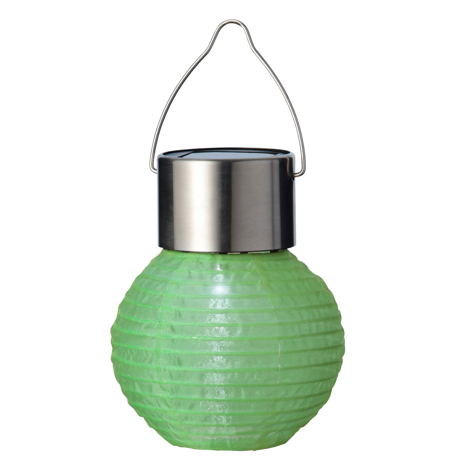 LED Solar Mini Lampions - kaltweiße LED - H: 9,5cm - D: 7cm - Lichtsensor - grün - 4er Set