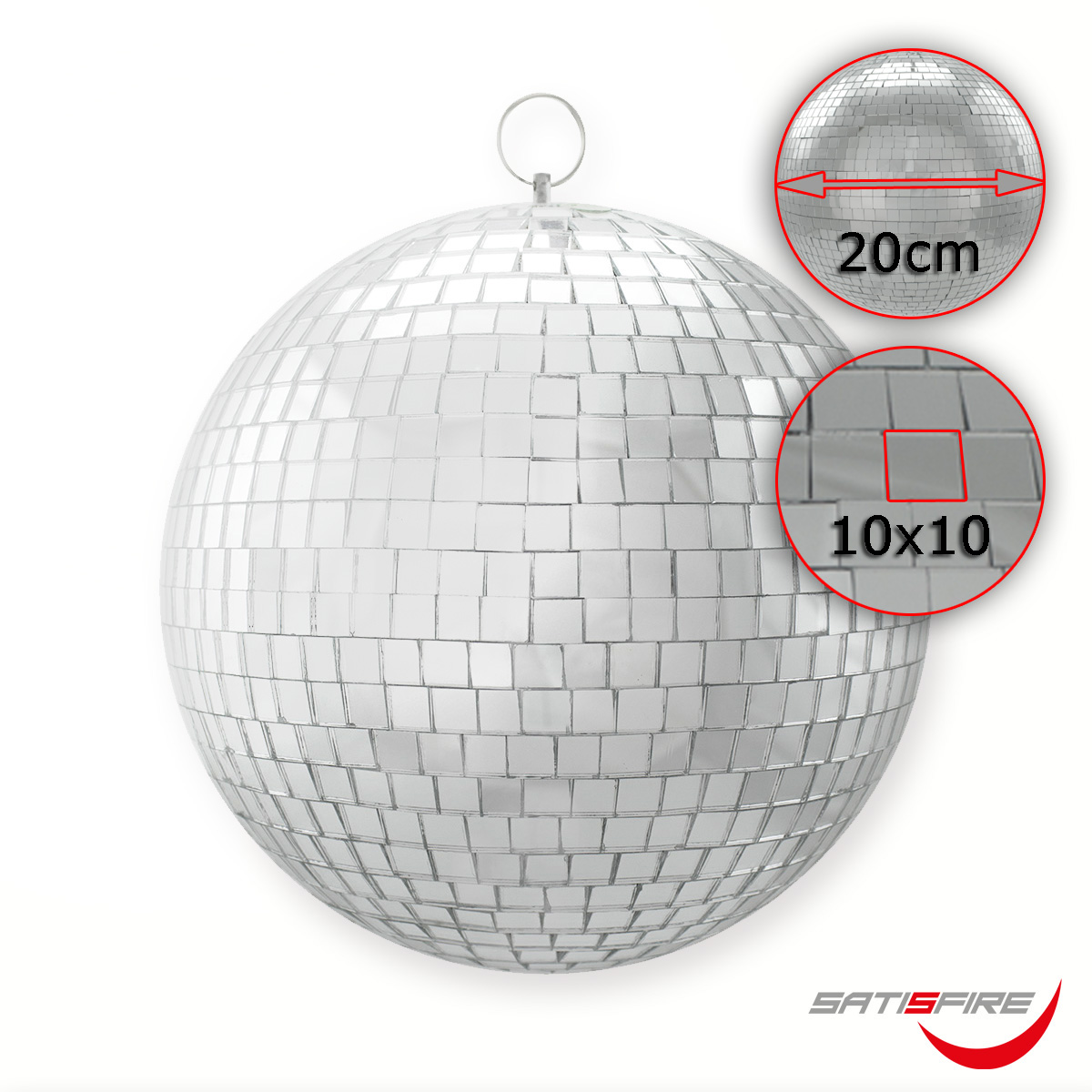 Spiegelkugel SET - RGBW-20 - 20cm Spiegelkugel und Batteriemotor mit LED Farbwechsler